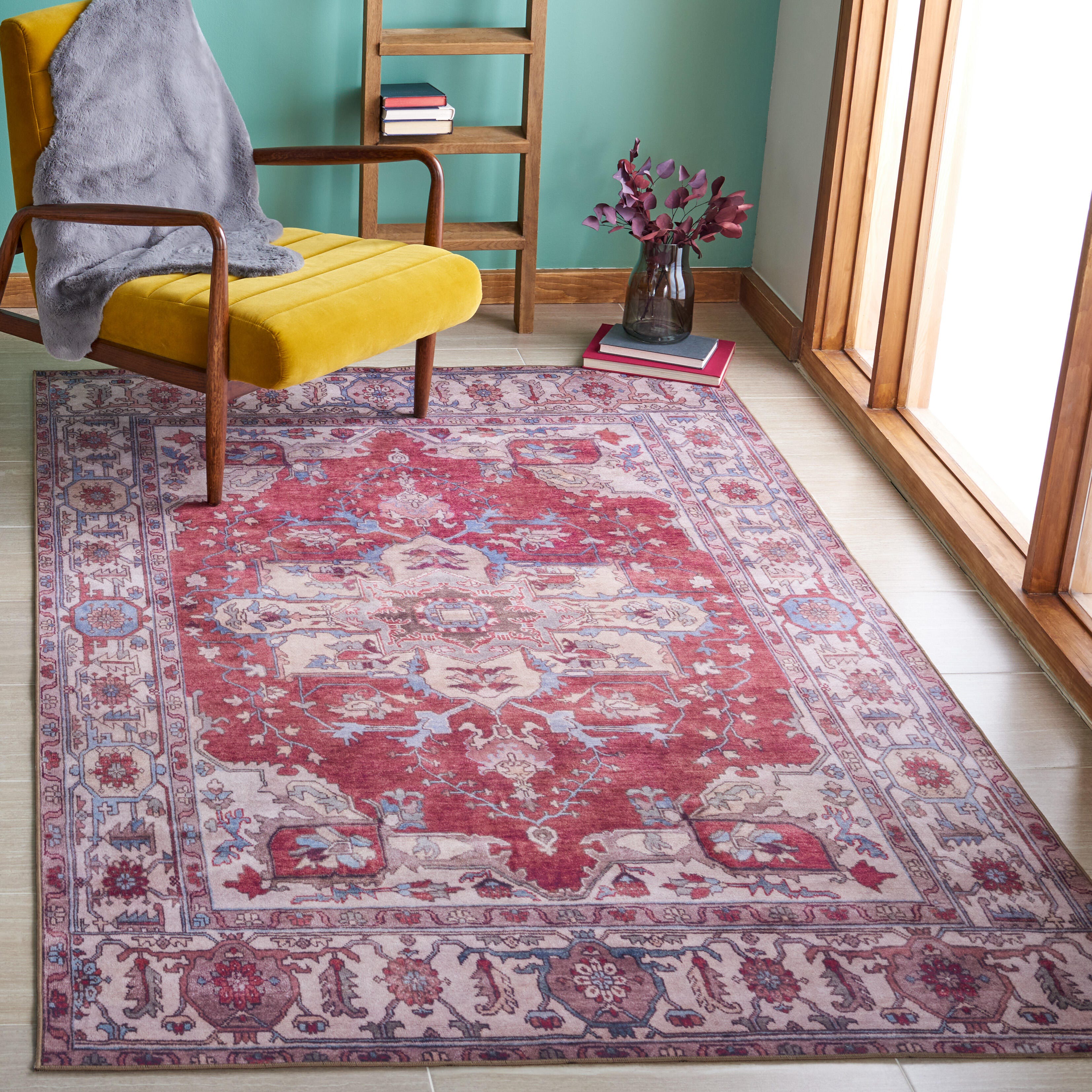 Safavieh Tucson 6' x 6' Square Area Rug, Red/Beige, rollover