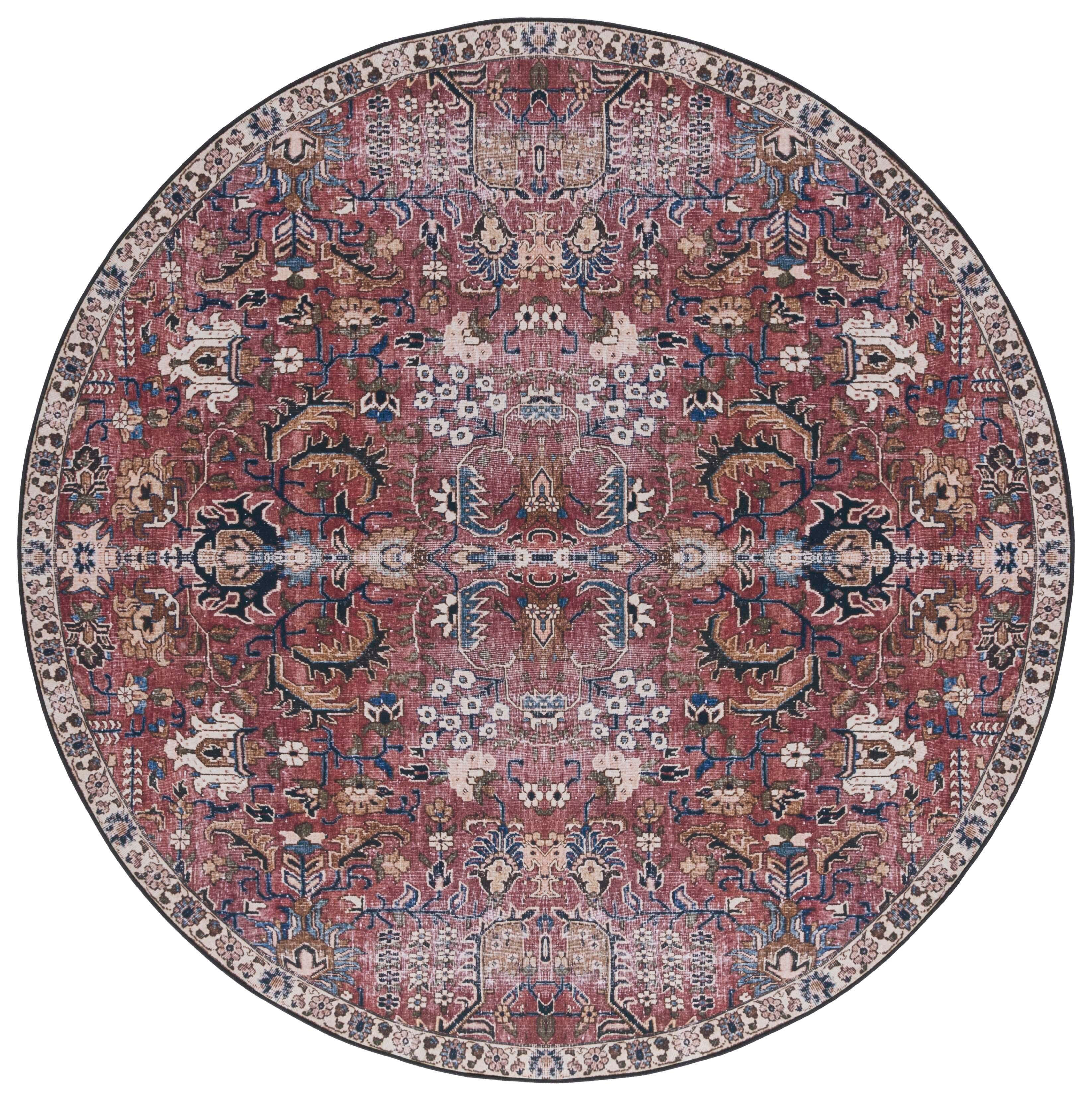 Safavieh Tucson 6' x 6' Round Area Rug, Red/Beige, large