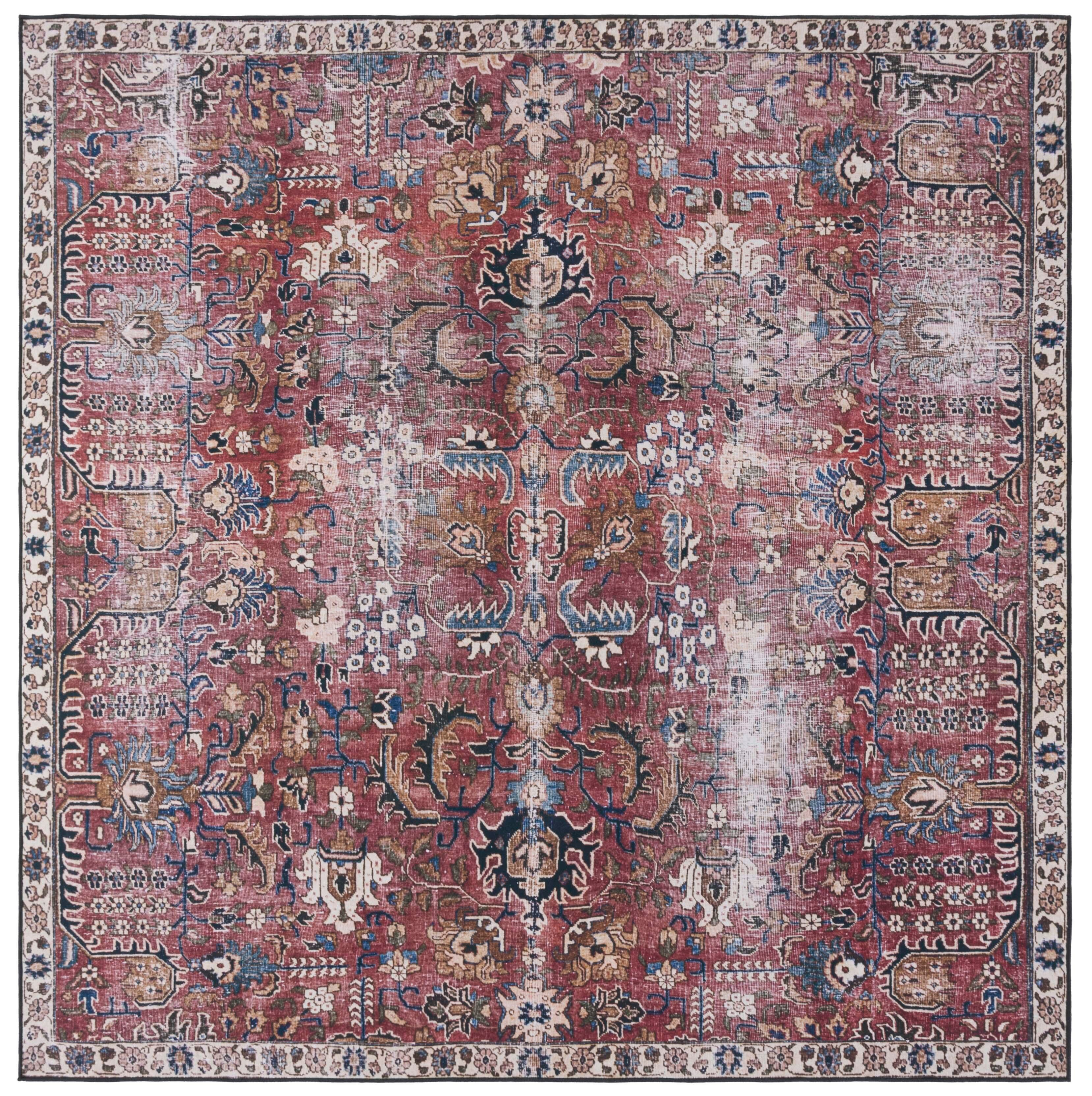 Safavieh Tucson 6' x 6' Square Area Rug, Red/Beige, large