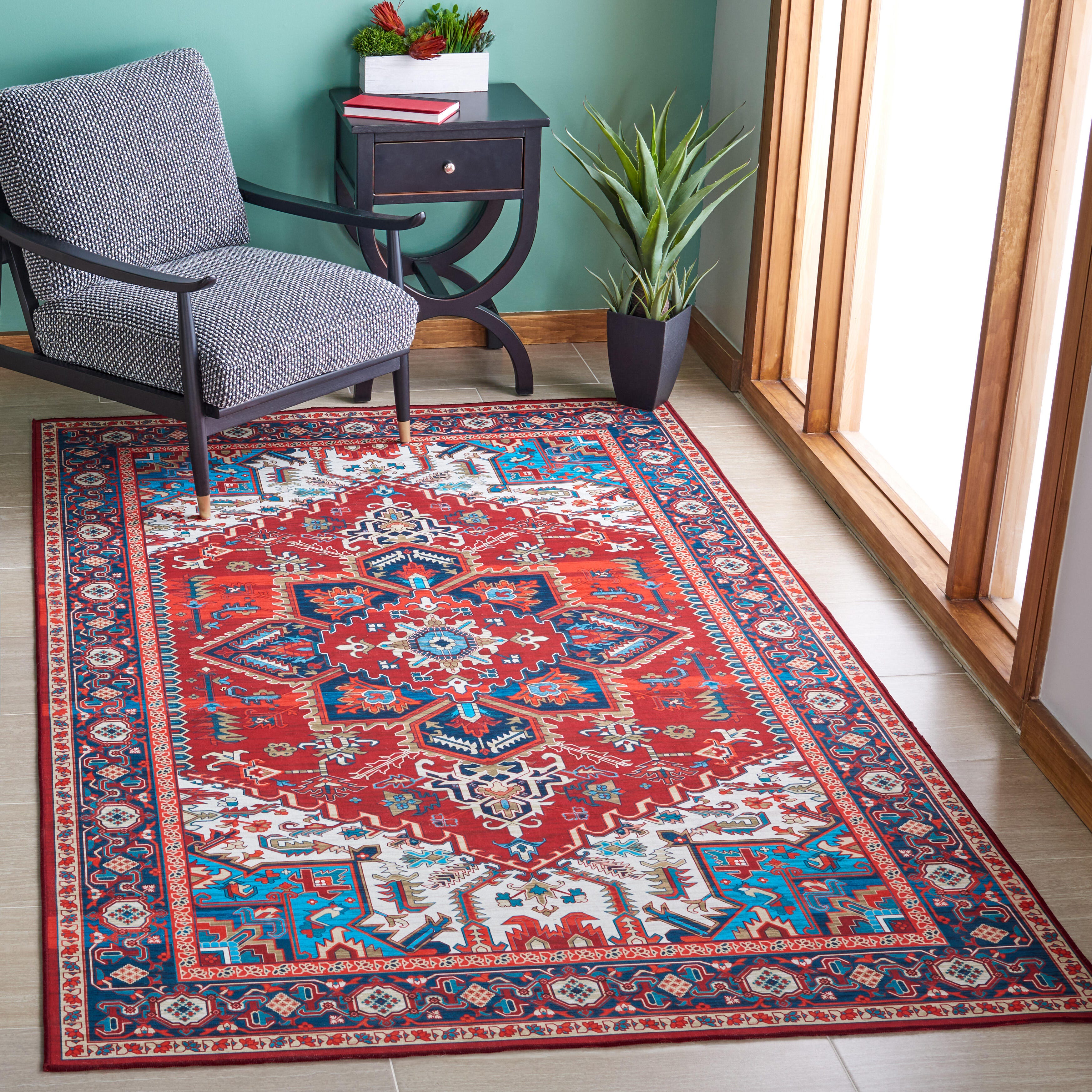 Safavieh Tucson 6' x 6' Square Area Rug, Red/Blue, rollover