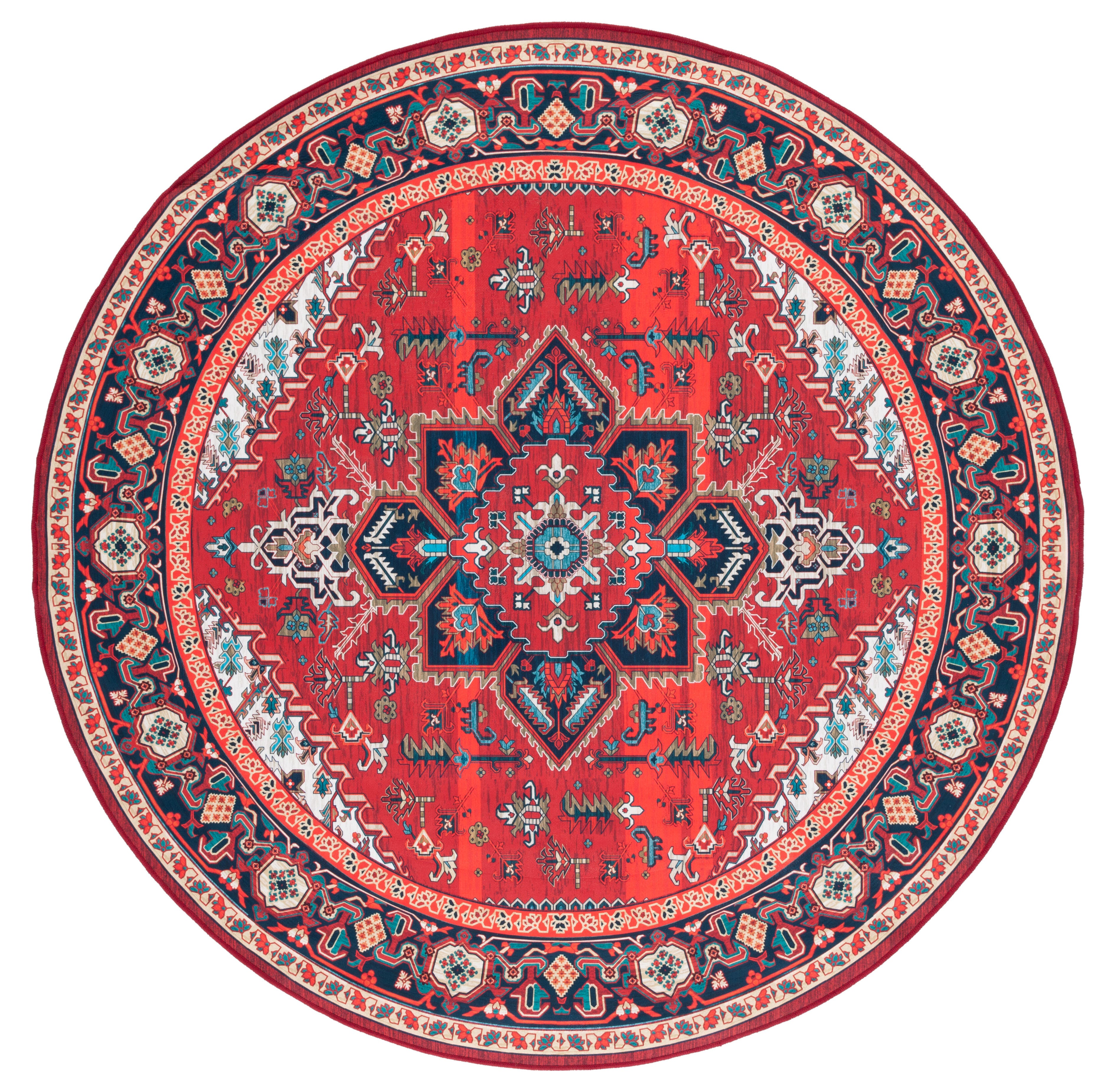 Safavieh Tucson 6' x 6' Round Area Rug, Red/Blue, large