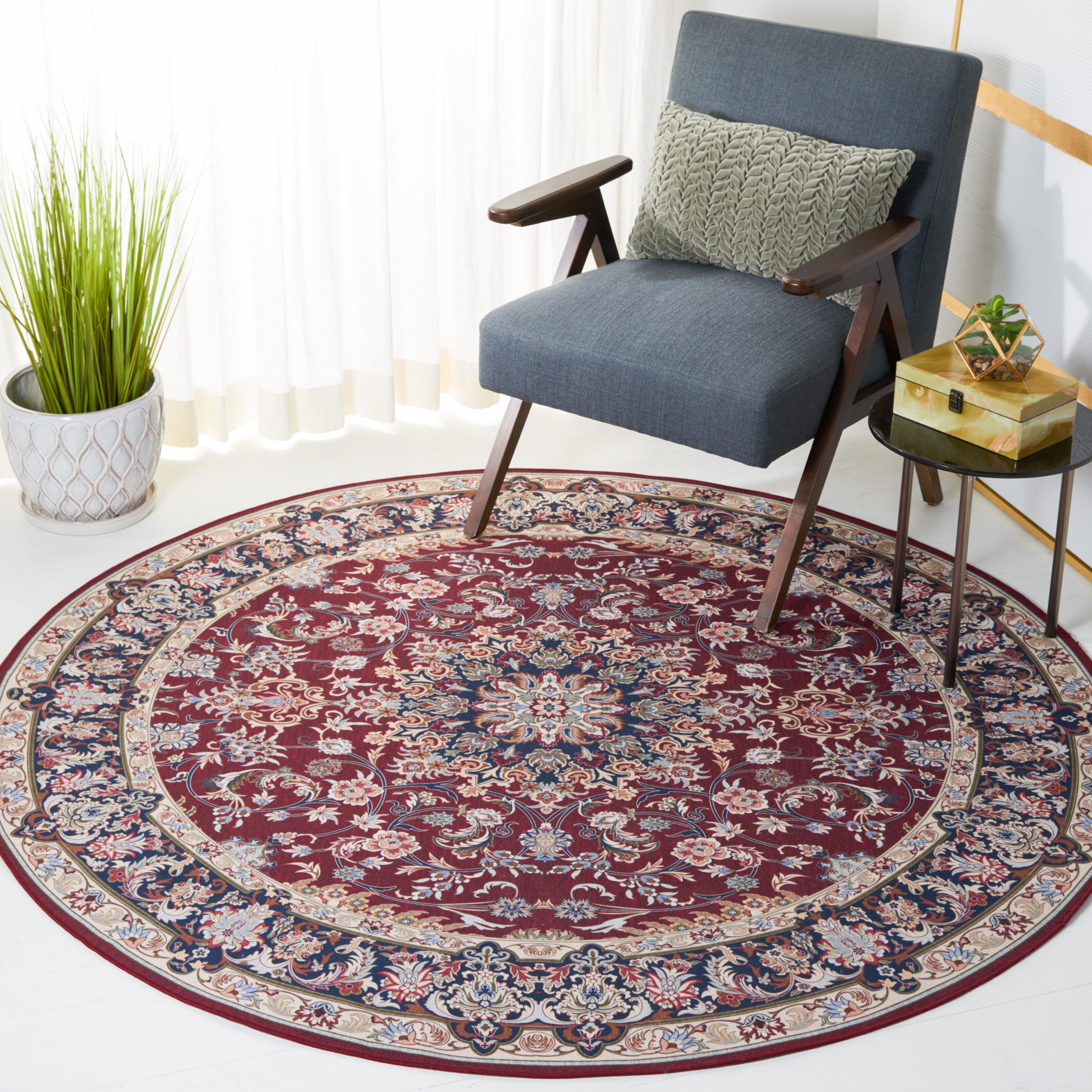 Safavieh Tucson 4' x 4' Round Area Rug, Red/Navy, rollover