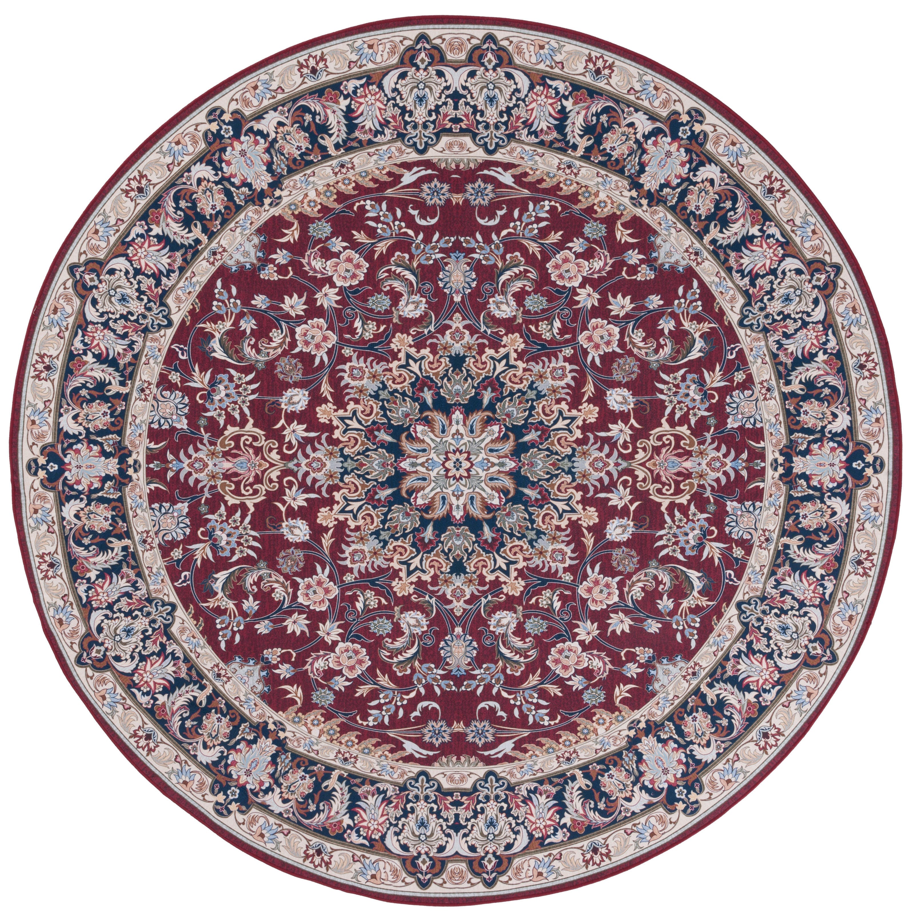 Safavieh Tucson 4' x 4' Round Area Rug, Red/Navy, large