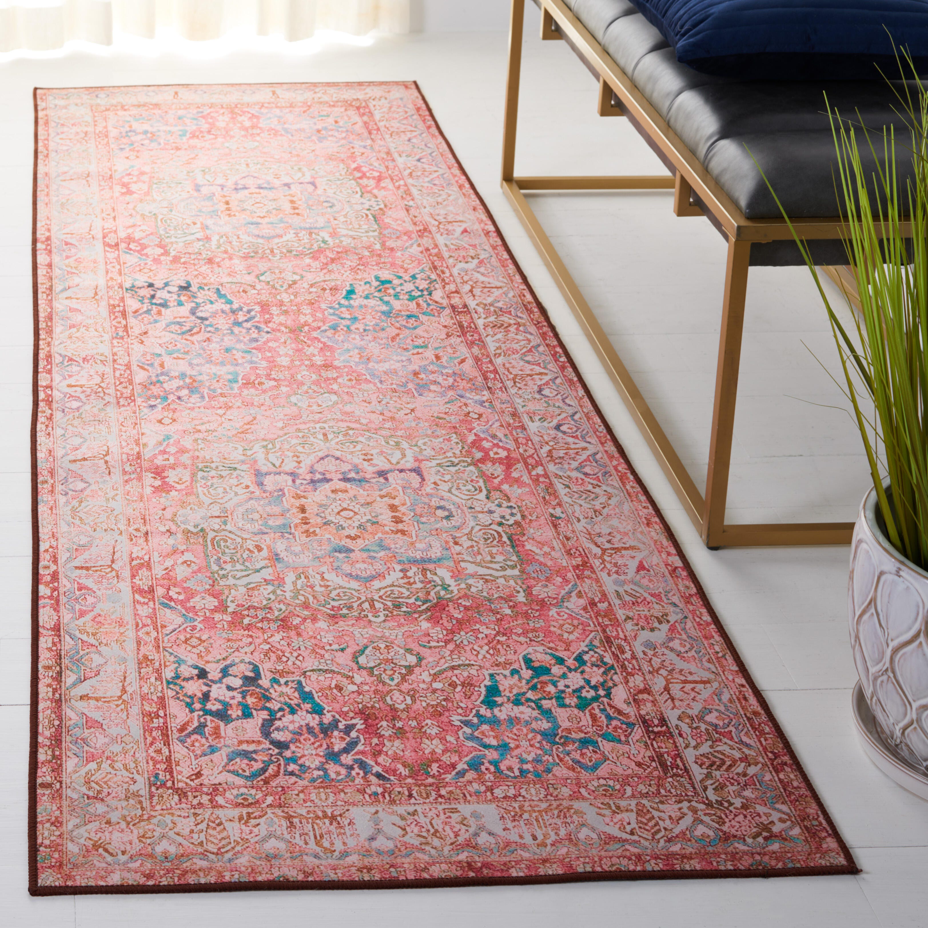 Safavieh Tucson 2' 6" x 8' Runner Rug, Rose/Beige, rollover