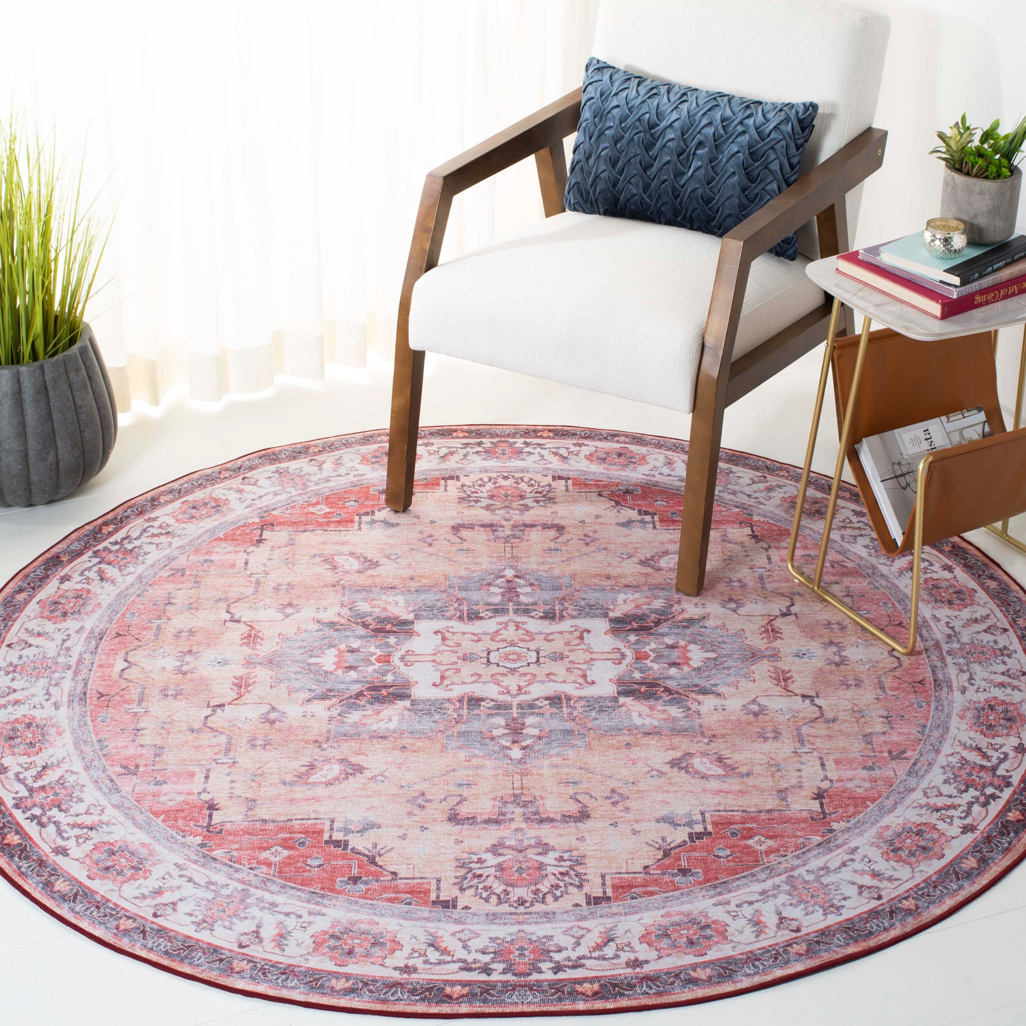 Safavieh Tucson 6' x 6' Round Area Rug, Rust/Beige, rollover