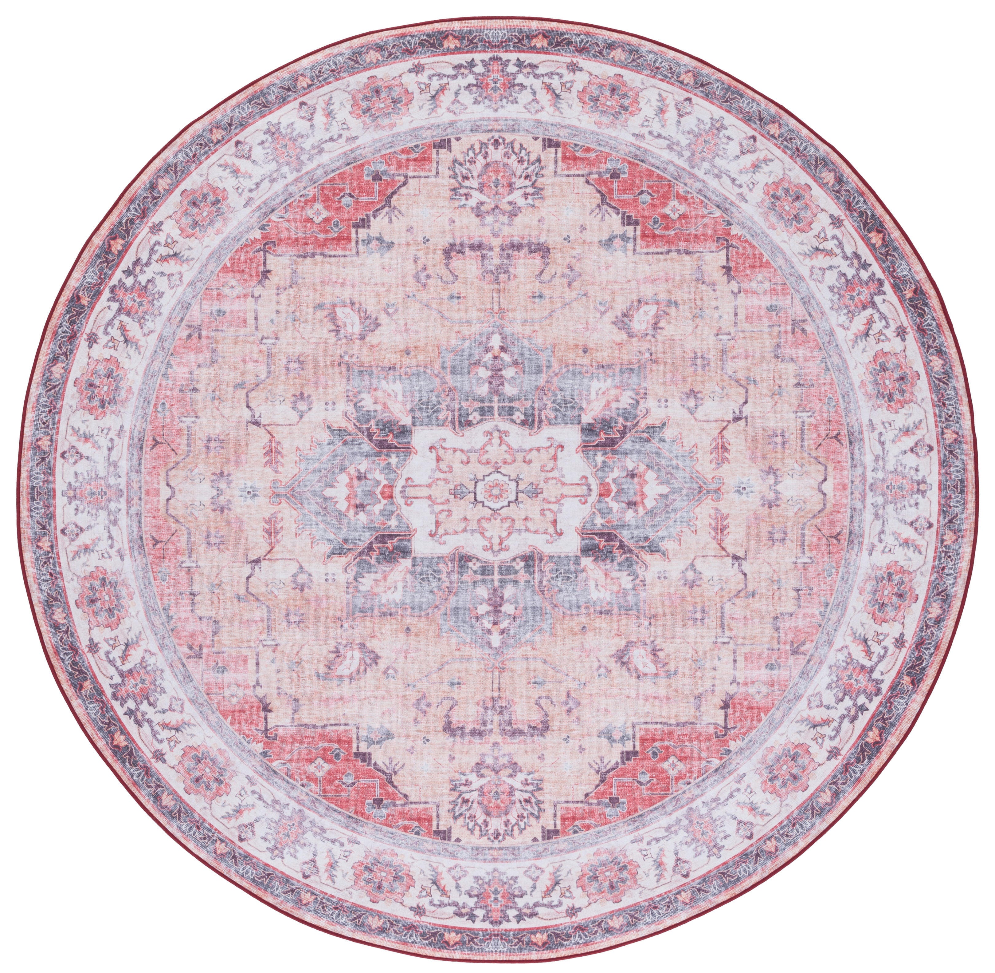 Safavieh Tucson 6' x 6' Round Area Rug, Rust/Beige, large