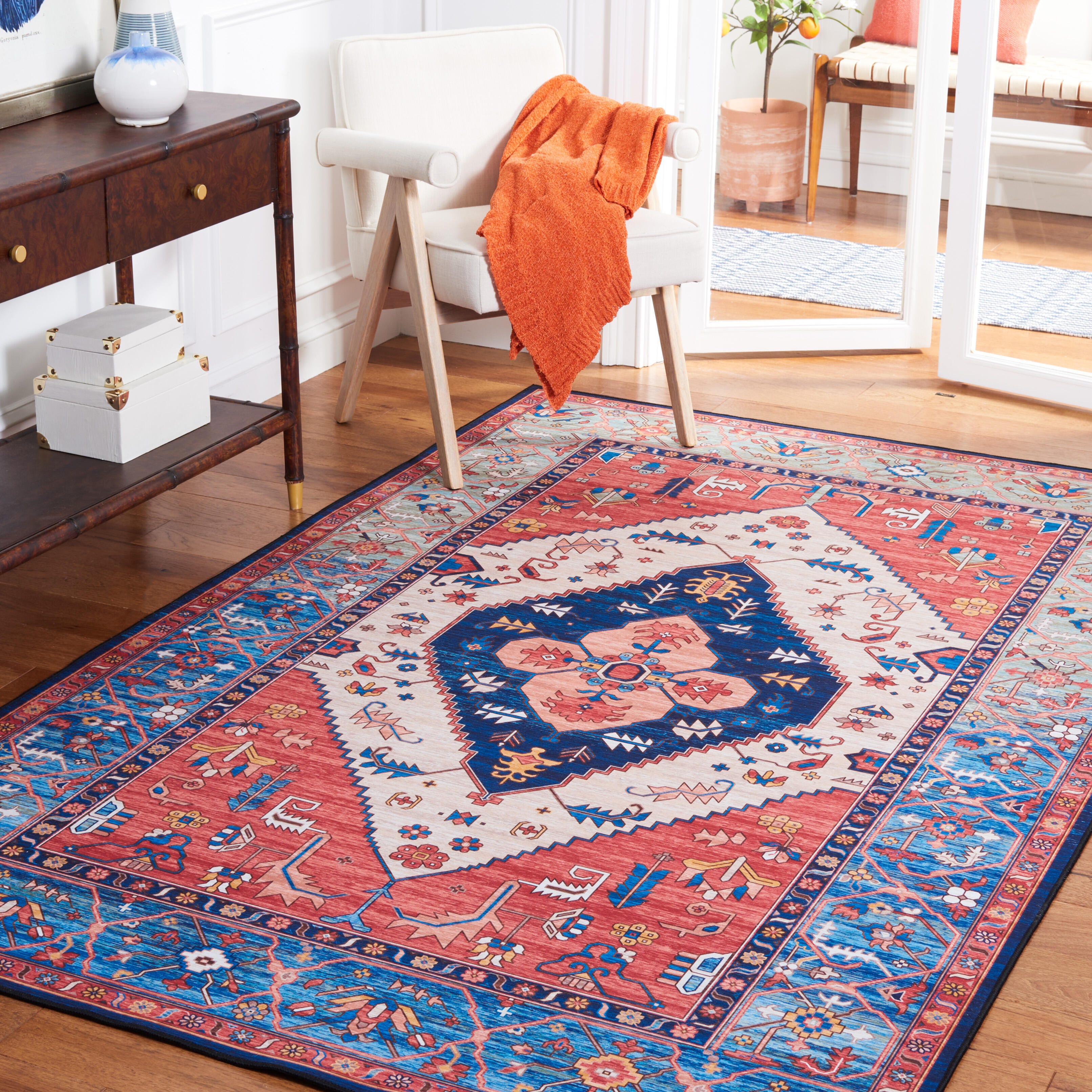Safavieh Tucson 5' x 8' Area Rug, Rust/Blue, rollover