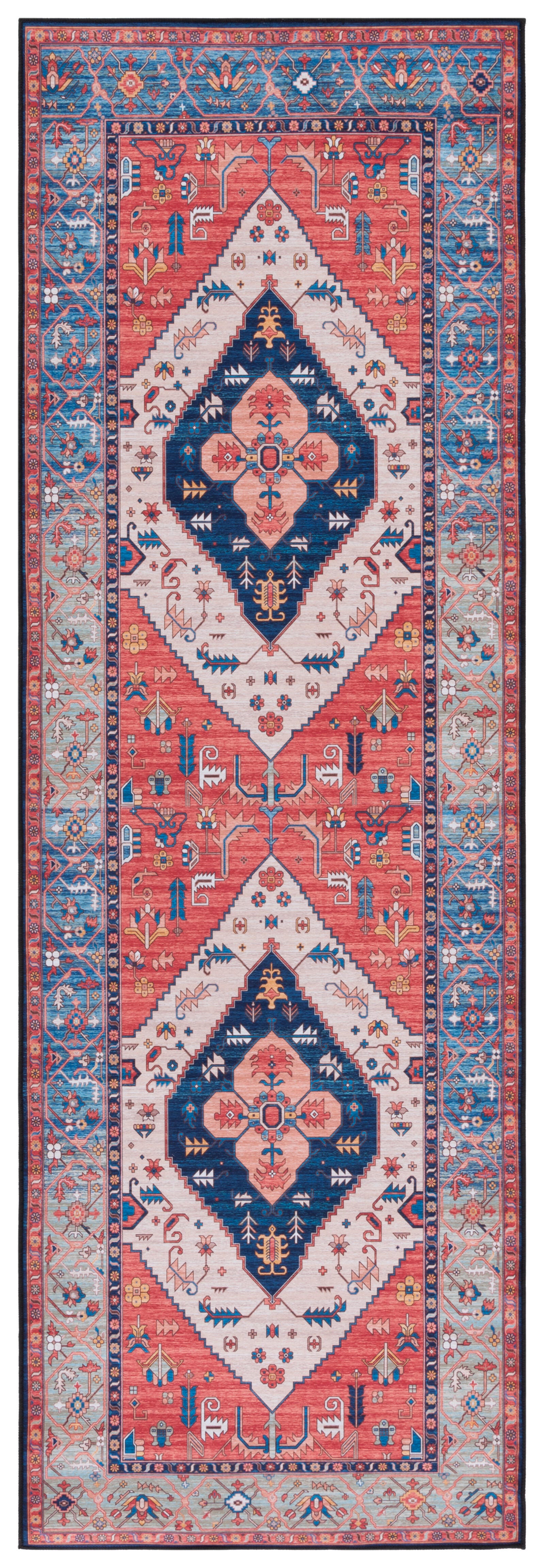 Safavieh Tucson 2' 6" x 8' Runner Rug, Rust/Blue, large
