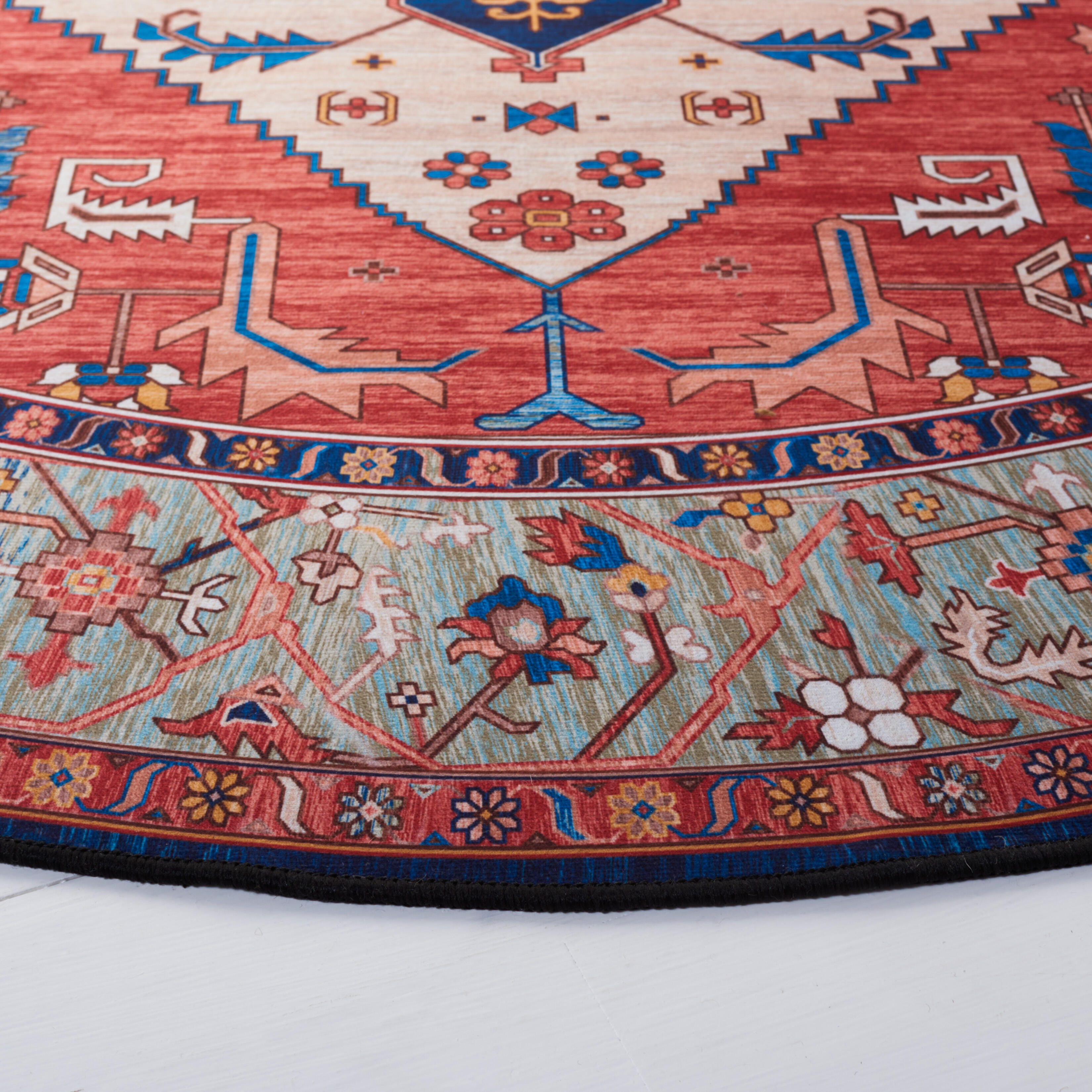 Safavieh Tucson 6' x 6' Round Area Rug, Rust/Blue, large