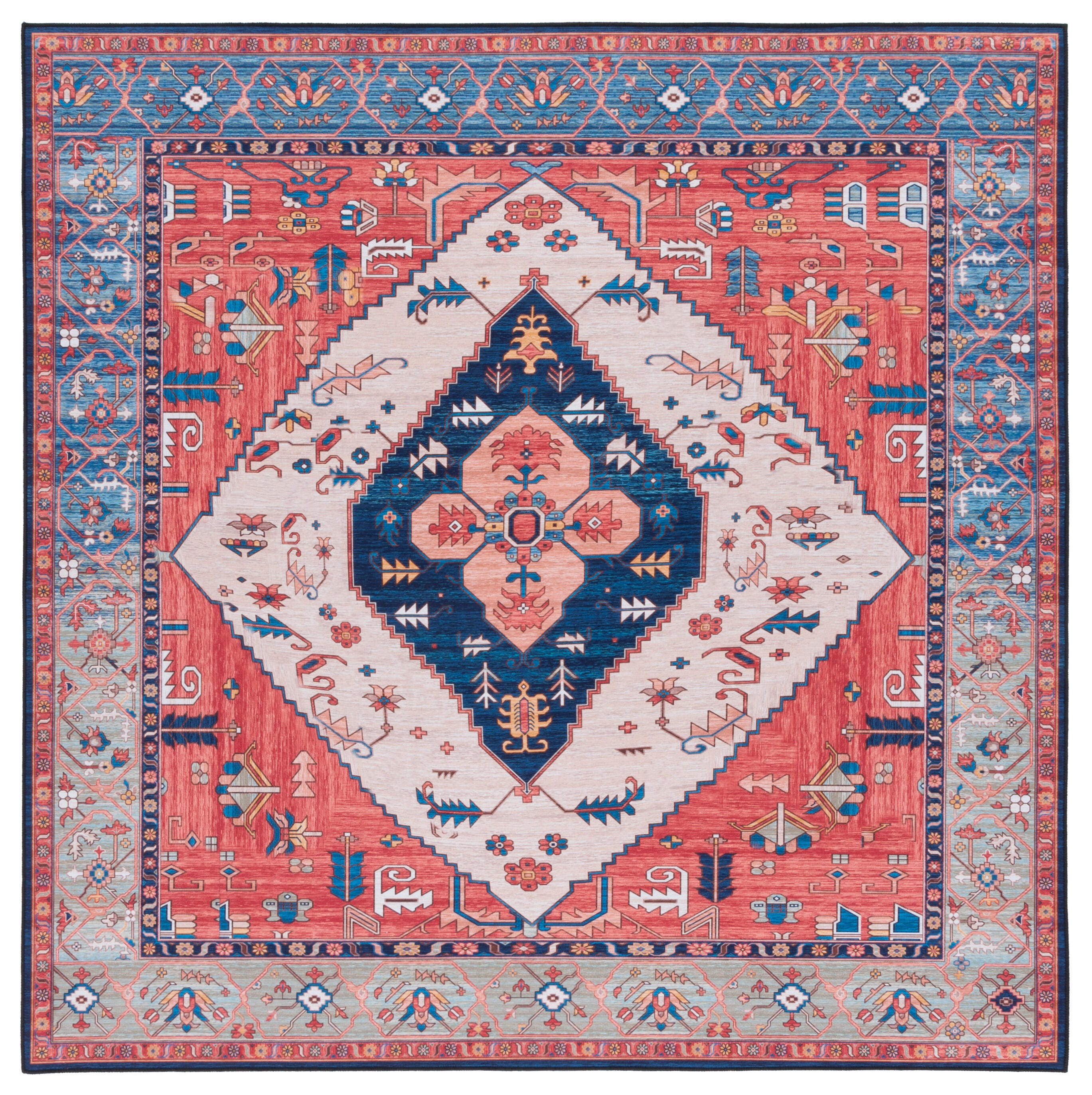 Safavieh Tucson 6' x 6' Square Area Rug, Rust/Blue, large