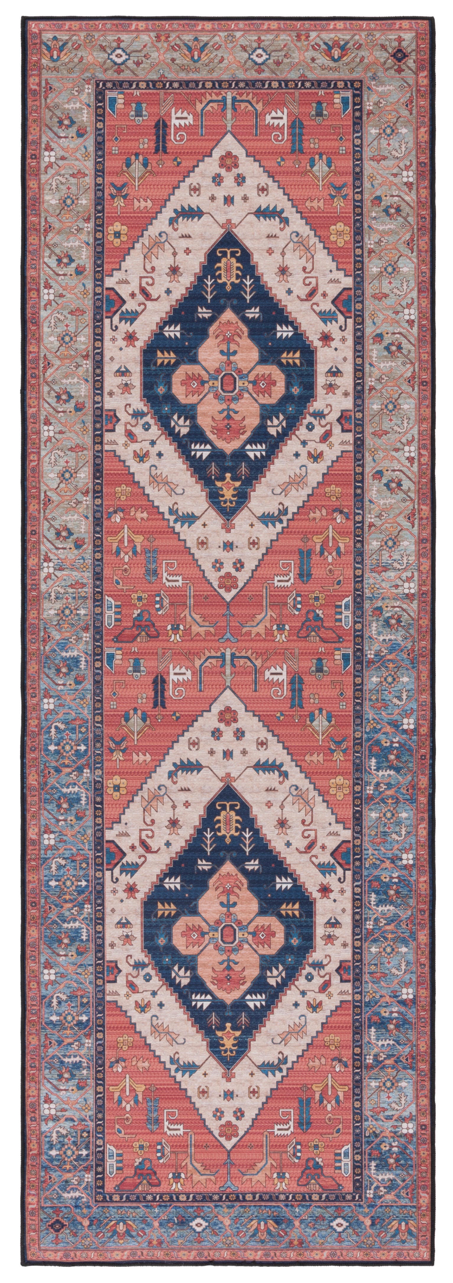 Safavieh Tucson 2' 6" x 10' Runner Rug, Rust/Blue, large