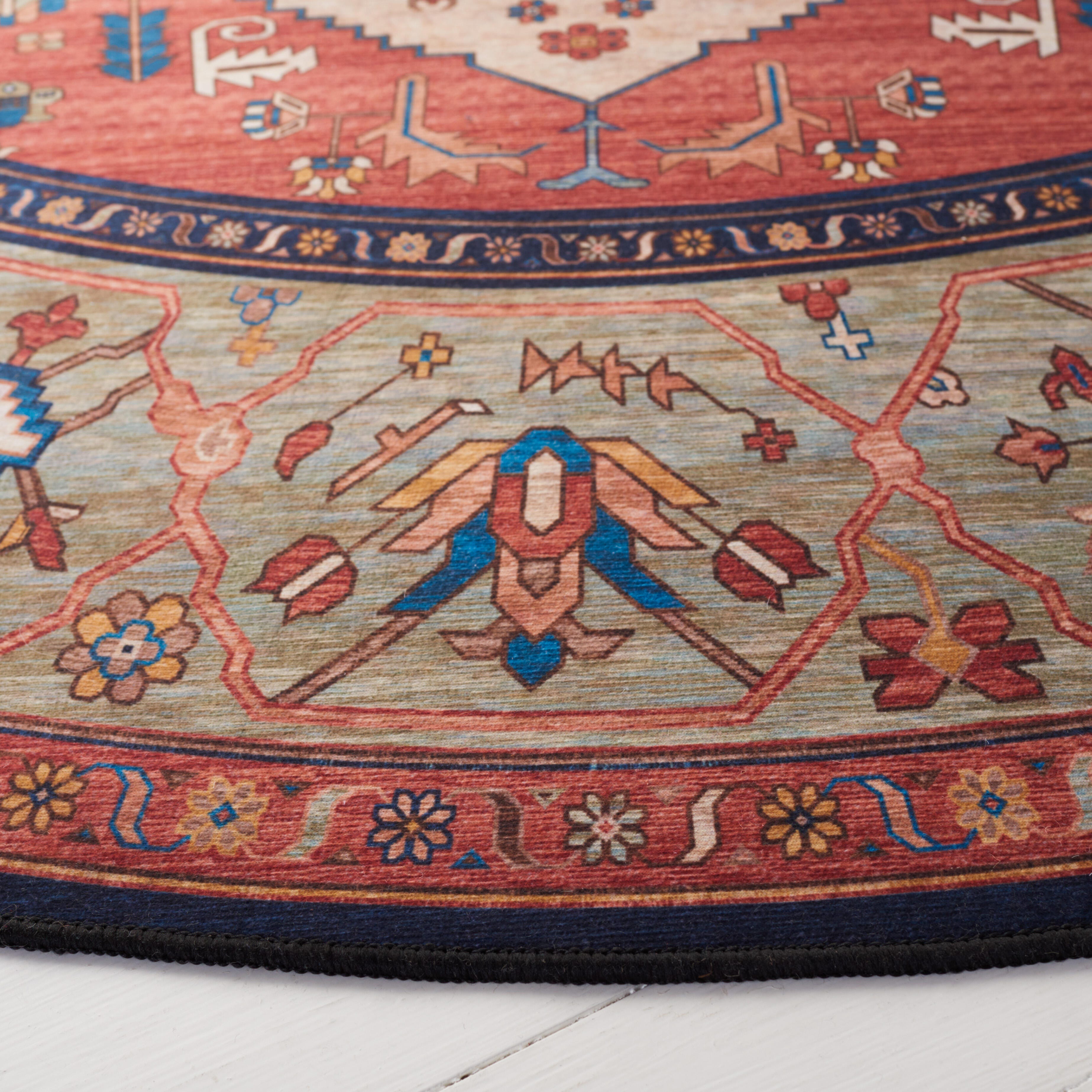 Safavieh Tucson 6' x 6' Round Area Rug, Rust/Blue, large