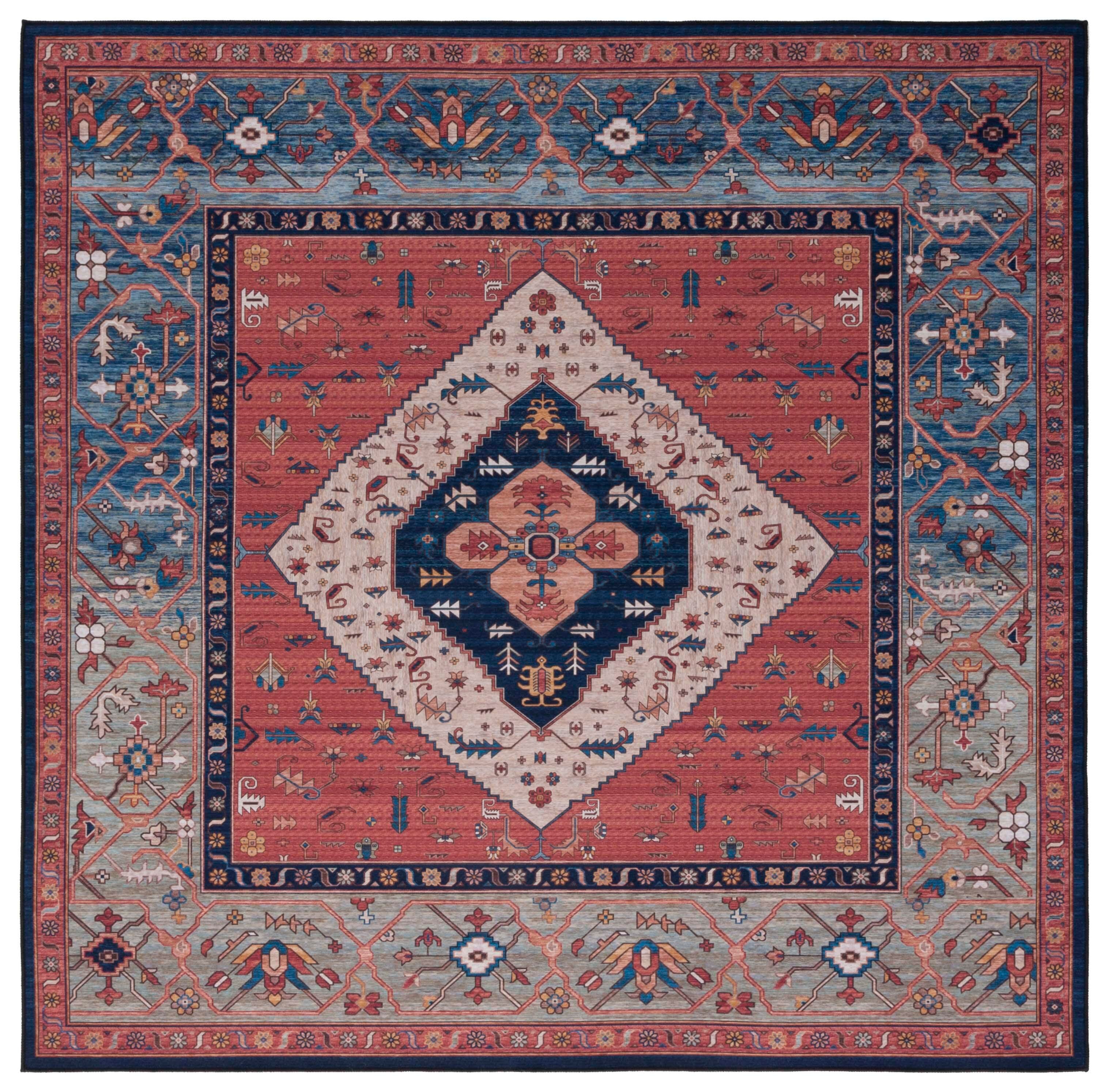 Safavieh Tucson 4' x 4' Square Area Rug, Rust/Blue, large