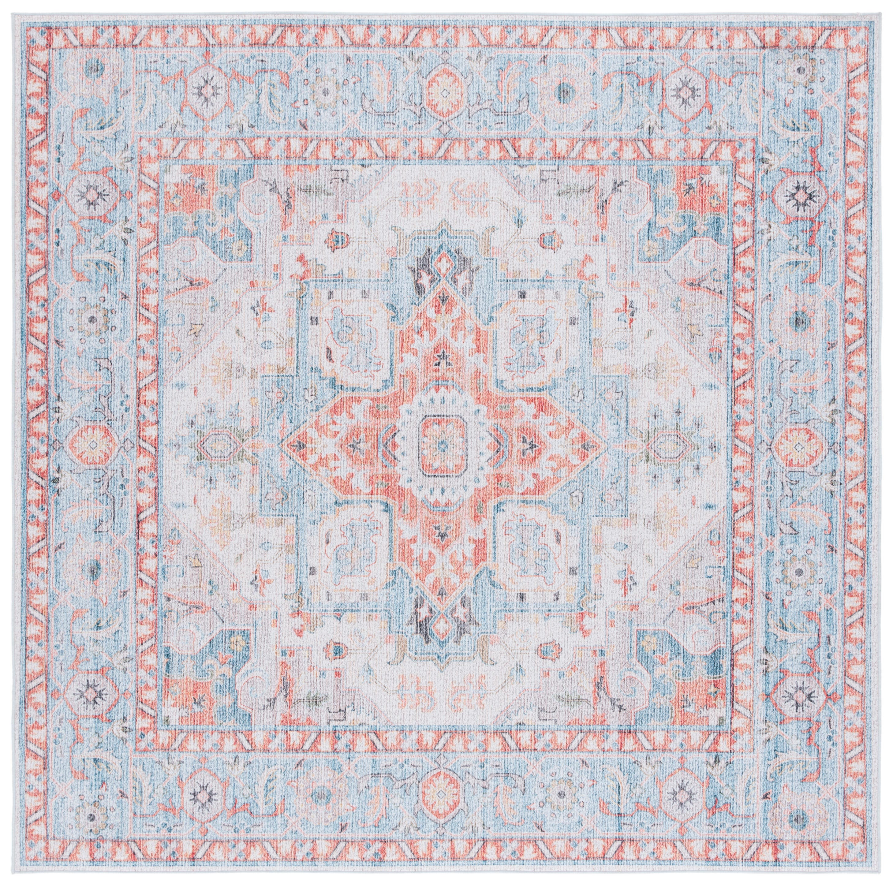Safavieh Tucson 6' x 6' Square Area Rug, Turquoise/Rust, large