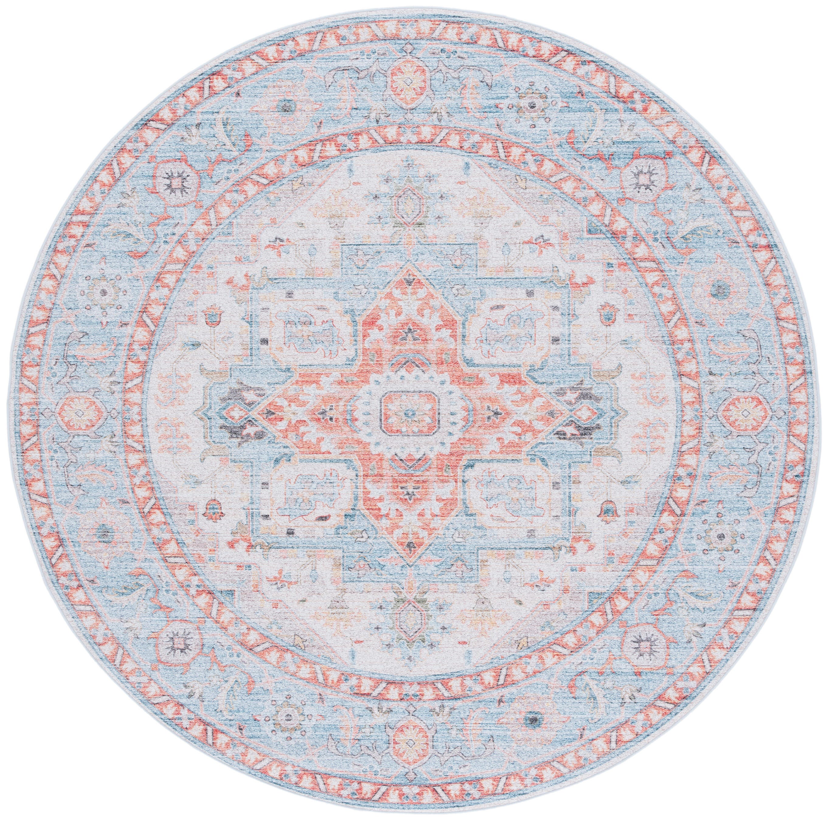 Safavieh Tucson 6' x 6' Round Area Rug, Turquoise/Rust, large