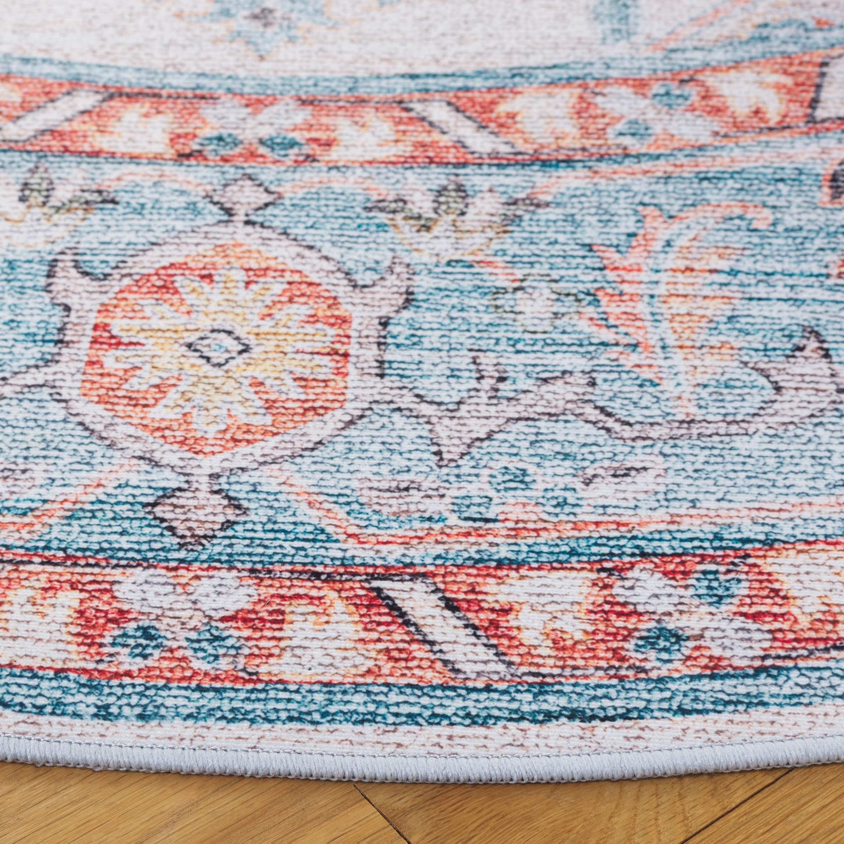 Safavieh Tucson 6' x 6' Round Area Rug, Turquoise/Rust, large