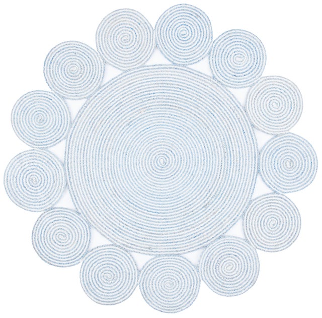 Safavieh Cape Cod Collection Flavie 5' x 5' Round Rug, Blue/Ivory