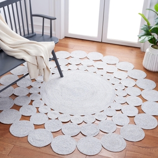 Safavieh Cape Cod Collection Hledis 4' x 4' Round Rug, Gray, rollover