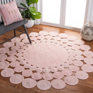 Safavieh Cape Cod Collection Hledis 4' x 4' Round Rug, Pink, rollover