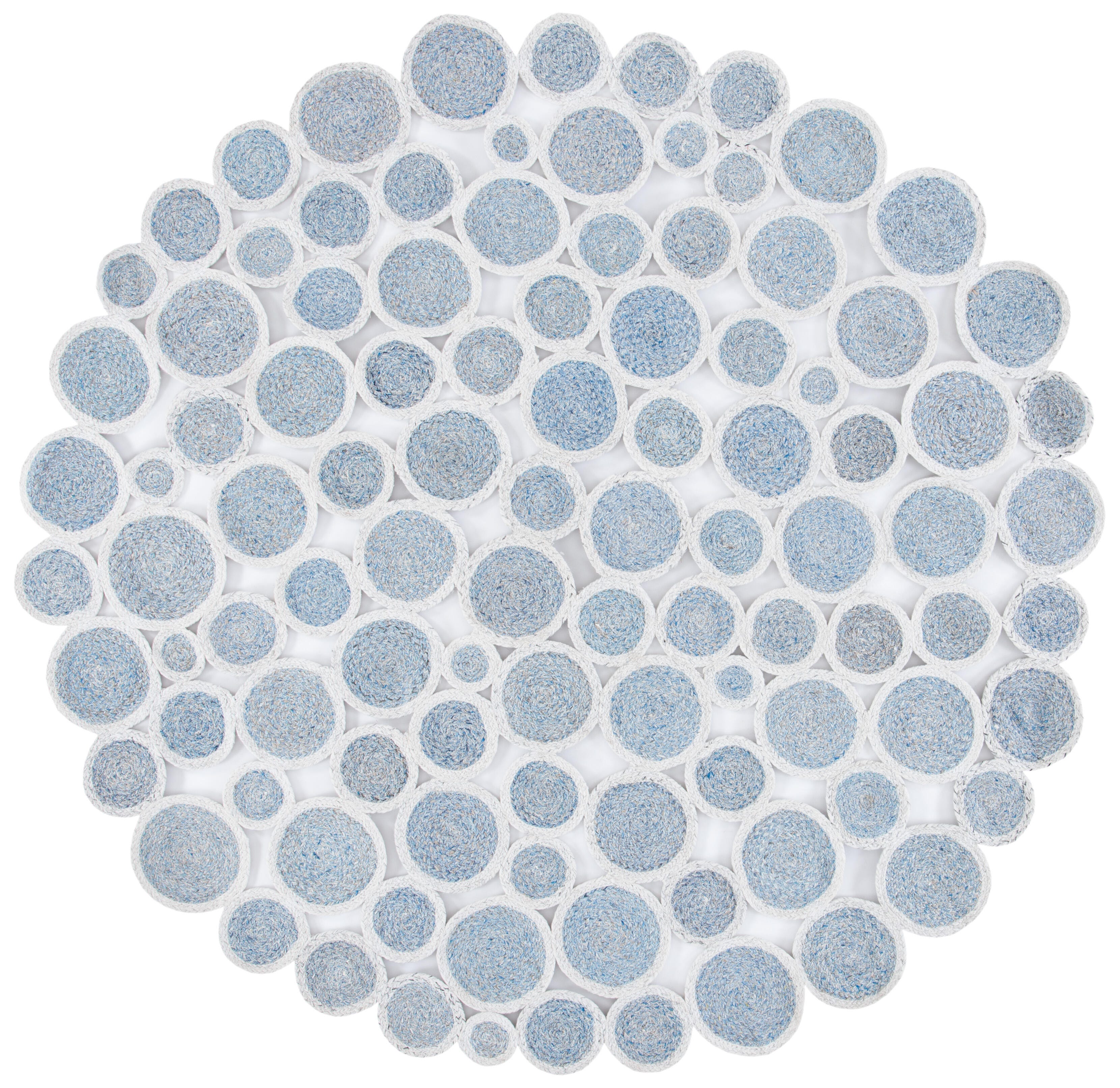 Safavieh Cape Cod Collection Agnela 4' x 4' Round Rug, Blue/Ivory, large