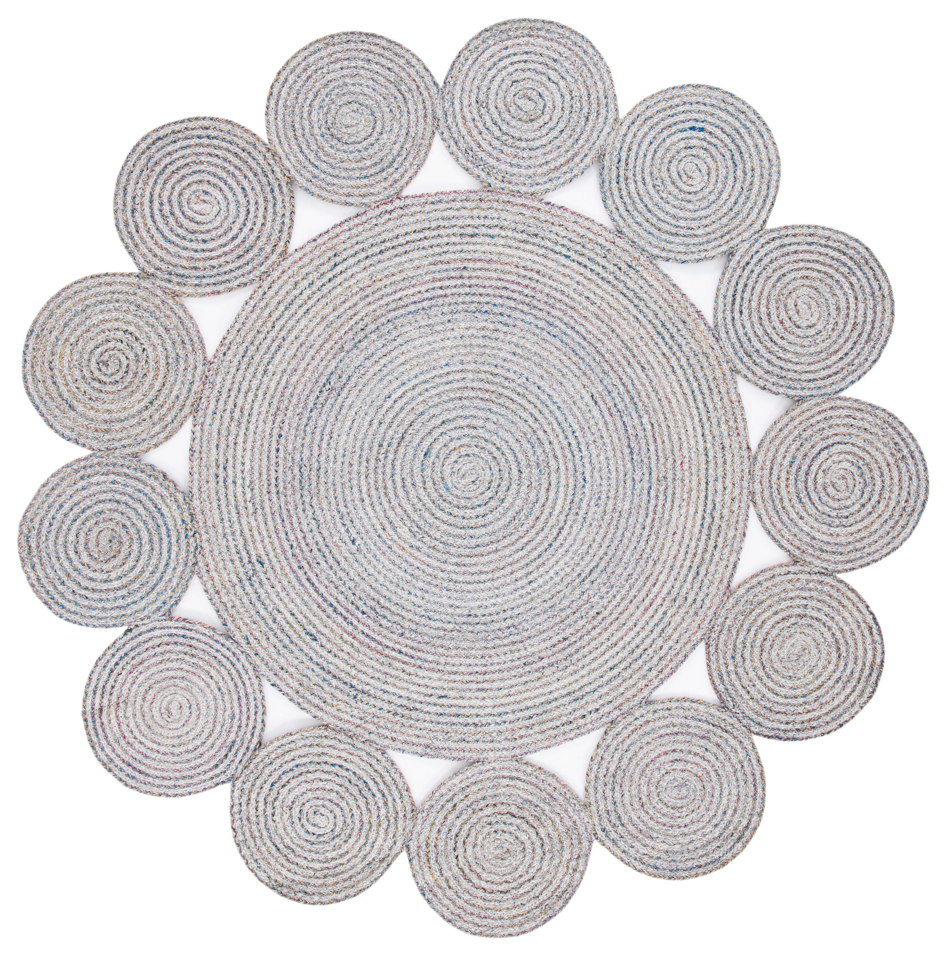 Safavieh Cape Cod Collection Flavie 4' x 4' Round Rug, Gray/Pink, large