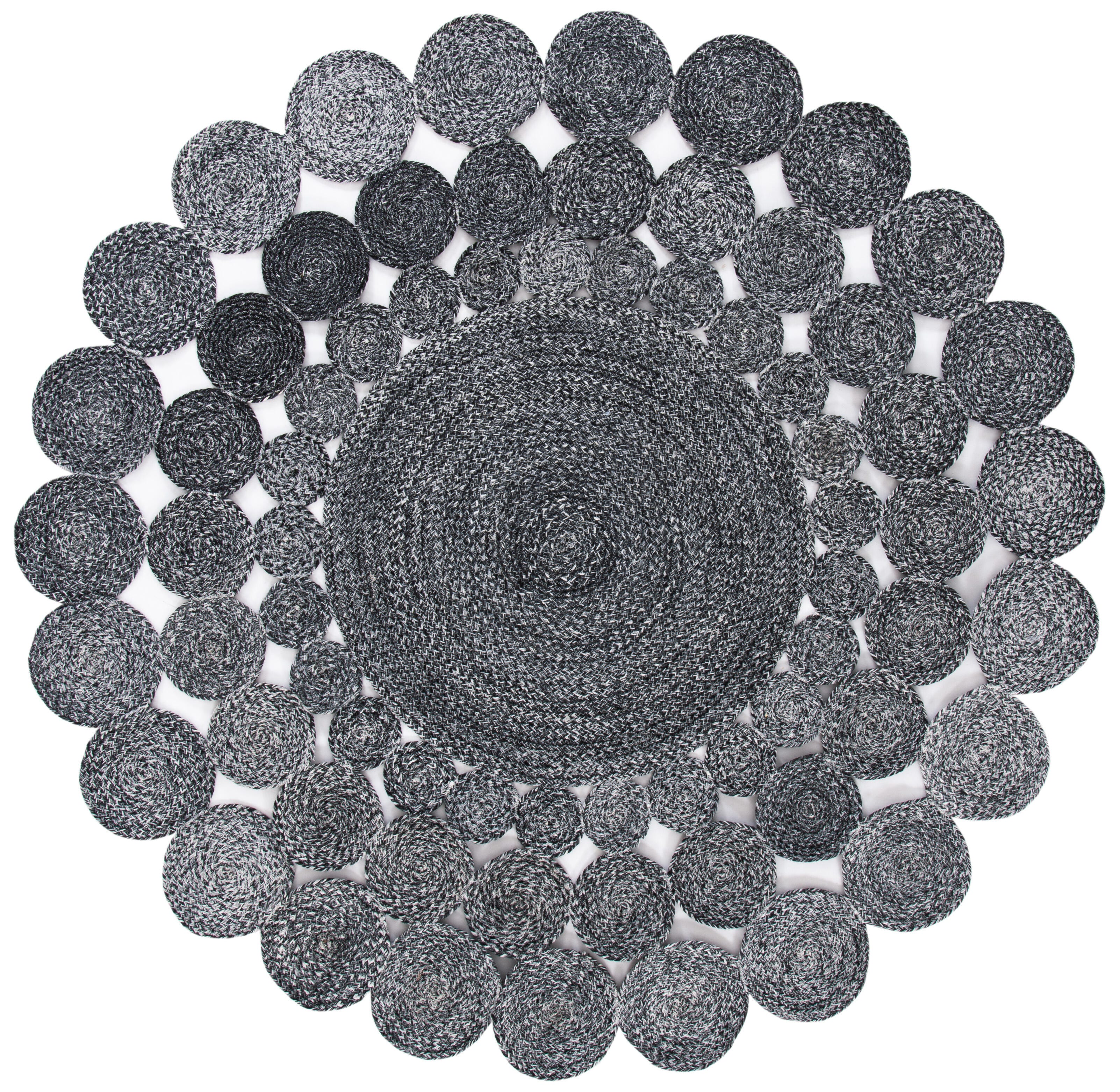 Safavieh Cape Cod Collection Hledis 4' x 4' Round Rug, Charcoal, large