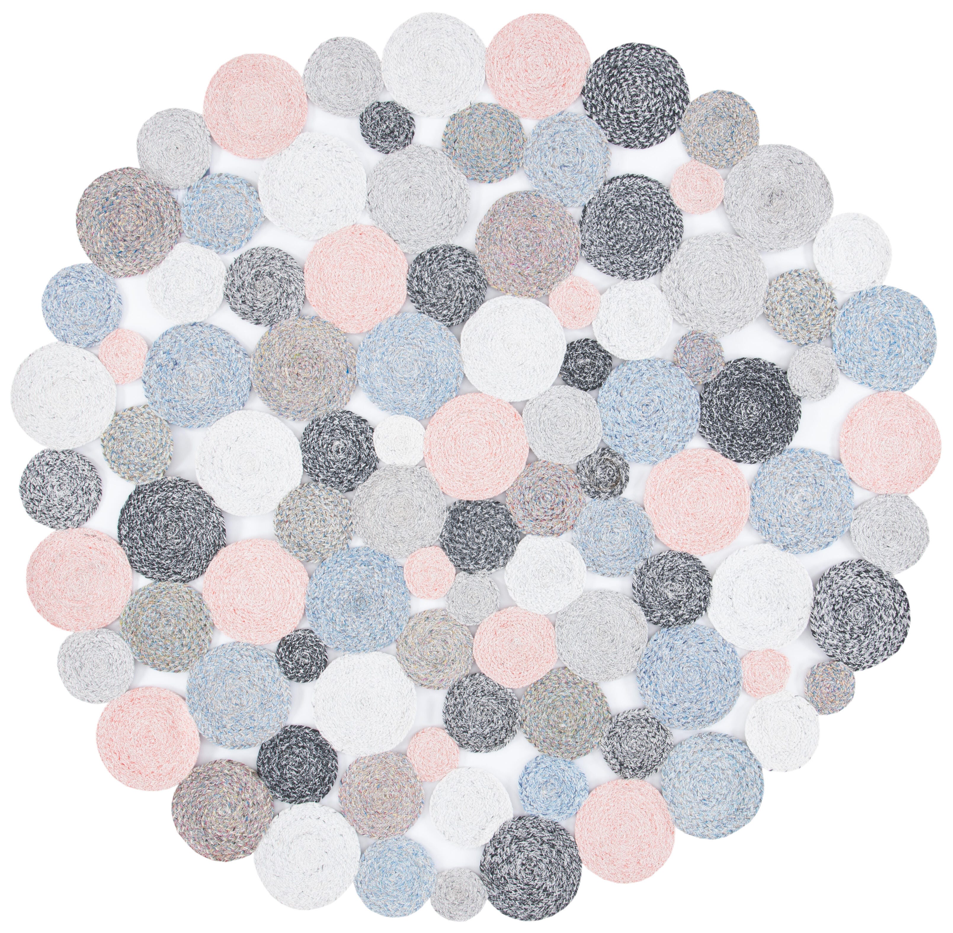Safavieh Cape Cod Collection Sofica 3' x 3' Round Rug, Blue/Pink, large
