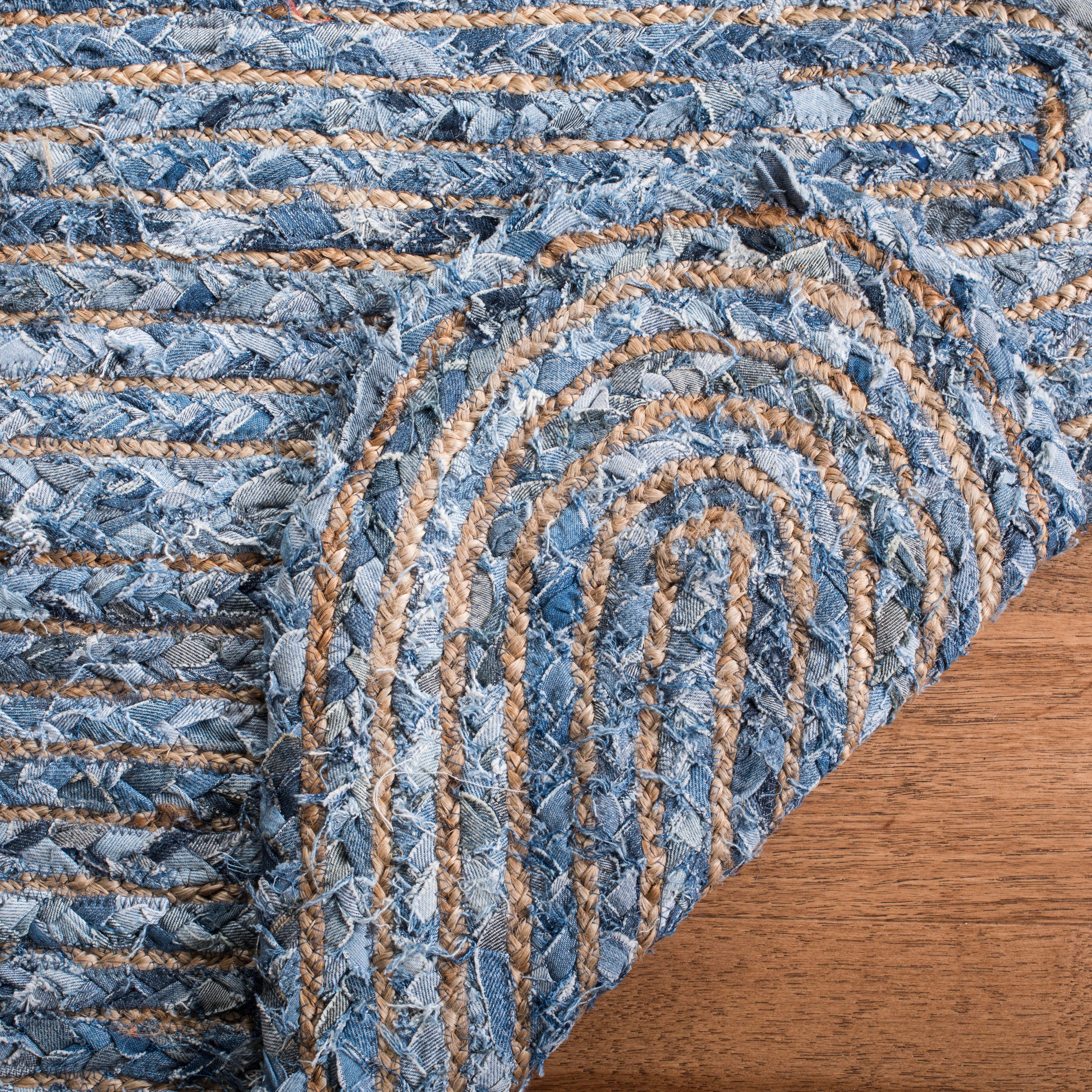 Safavieh Cape Cod Collection Lelar 6' x 6' Square Rug, Blue/Natural, large