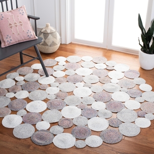 Safavieh Cape Cod Collection Modesta 4' x 4' Round Rug, Gray/Ivory, rollover