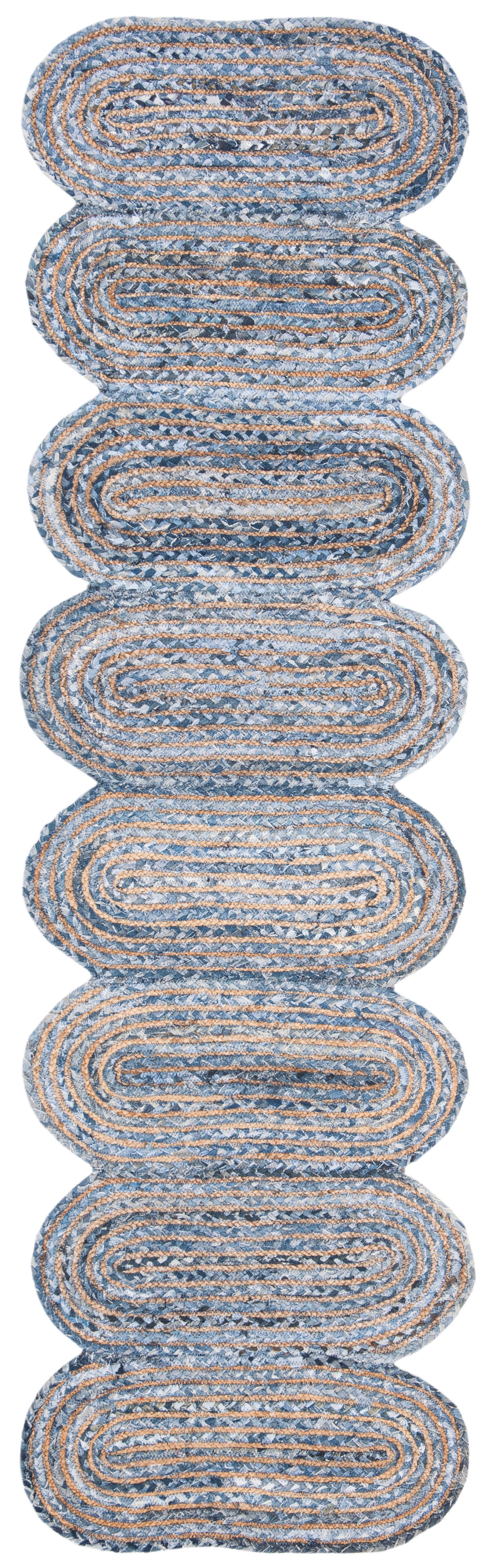 Safavieh Cape Cod Collection Lelar 2'3" x 8' Runner Rug, Blue/Natural, large