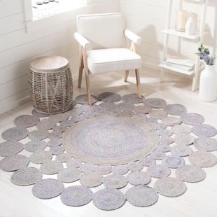 Safavieh Cape Cod Collection Hledis 3' x 3' Round Rug, Blue/Yellow, rollover