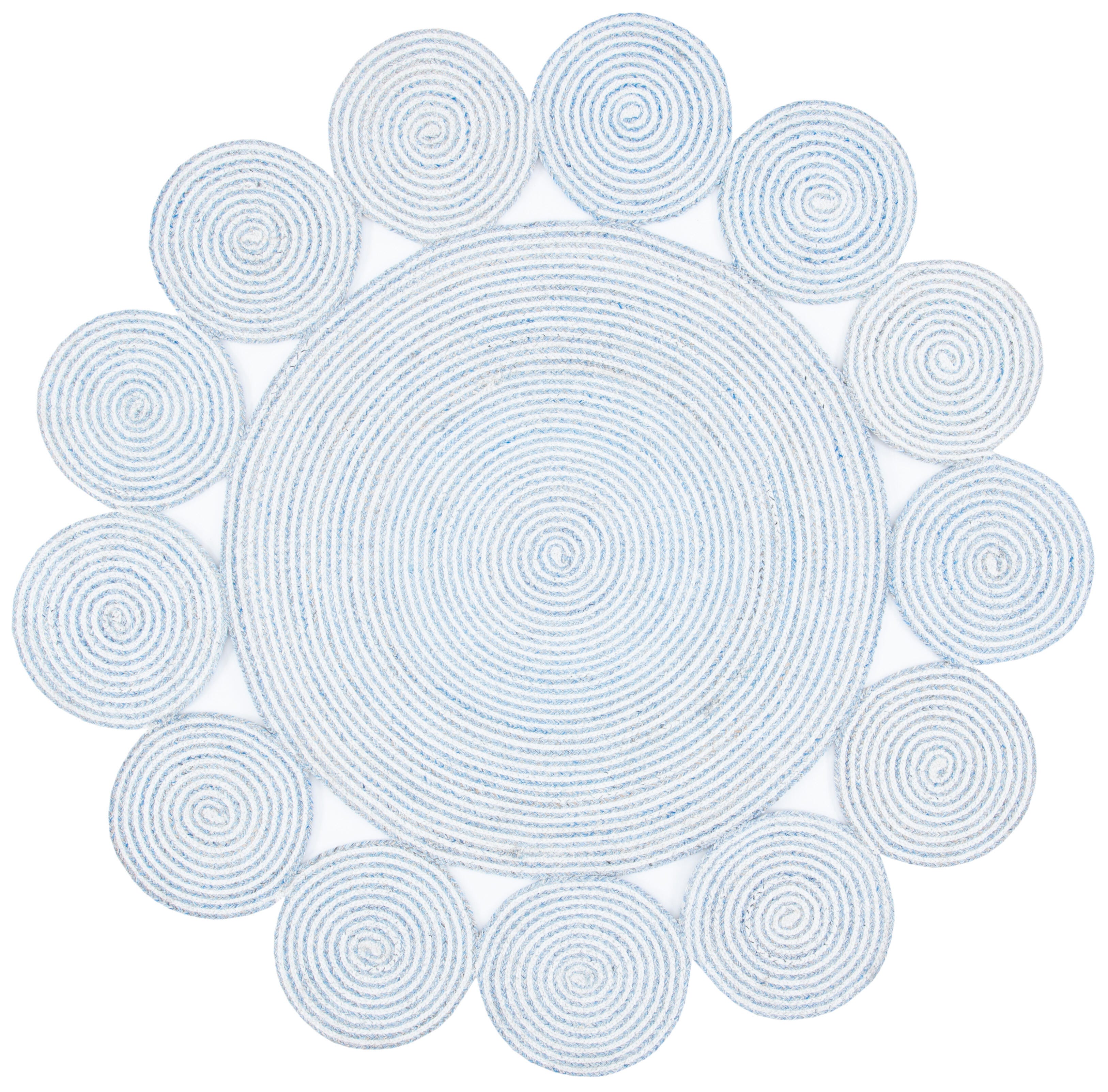 Safavieh Cape Cod Collection Flavie 4' x 4' Round Rug, Blue/Ivory, large