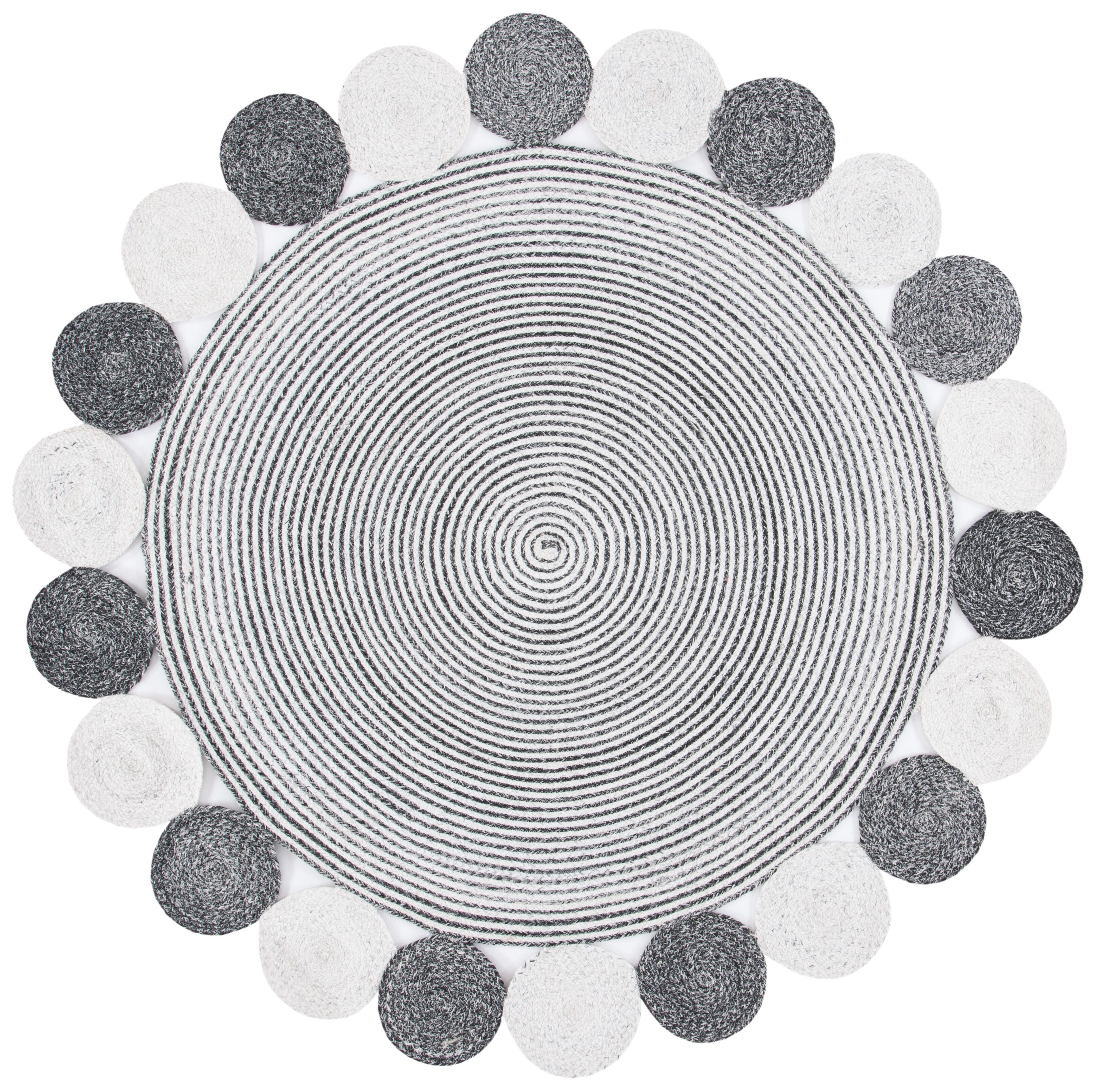 Safavieh Cape Cod Collection Hannelotte 3' x 3' Round Rug, Charcoal/Ivory, large