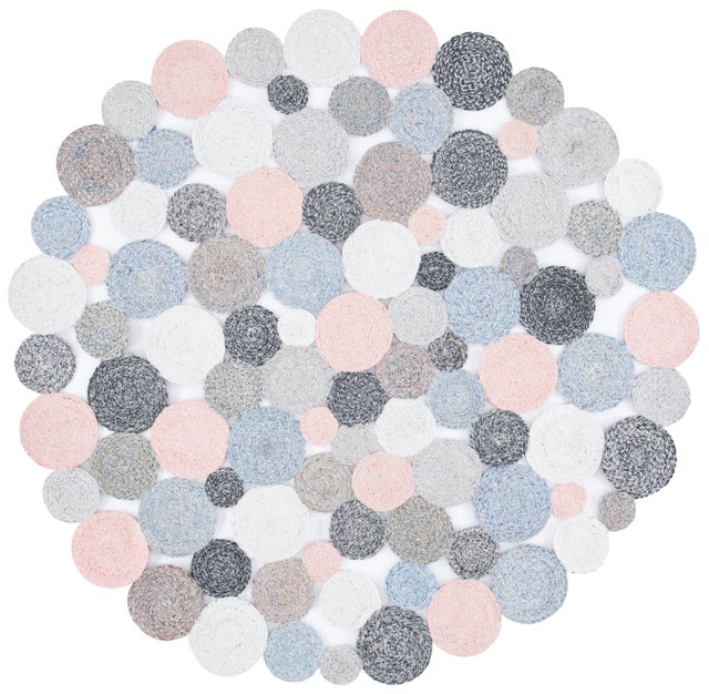 Safavieh Cape Cod Collection Sofica 6' x 6' Round Rug, Blue/Pink