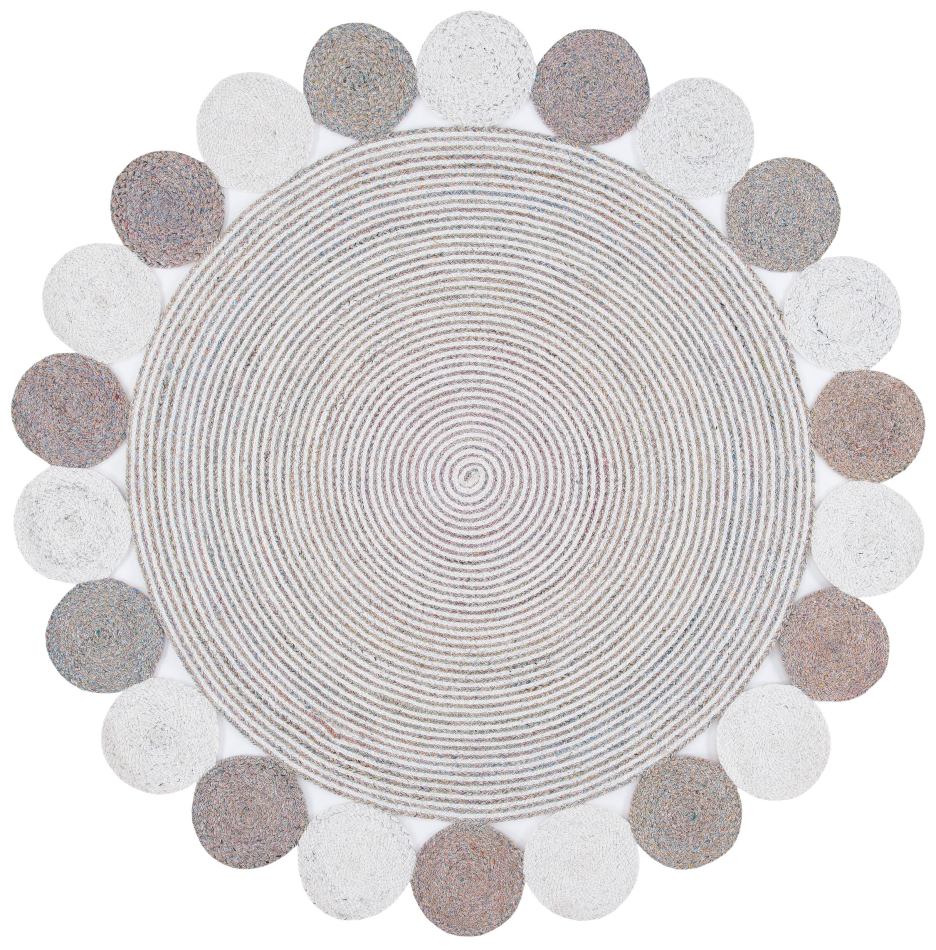 Safavieh Cape Cod Collection Hannelotte 4' x 4' Round Rug, Pink/Ivory, large