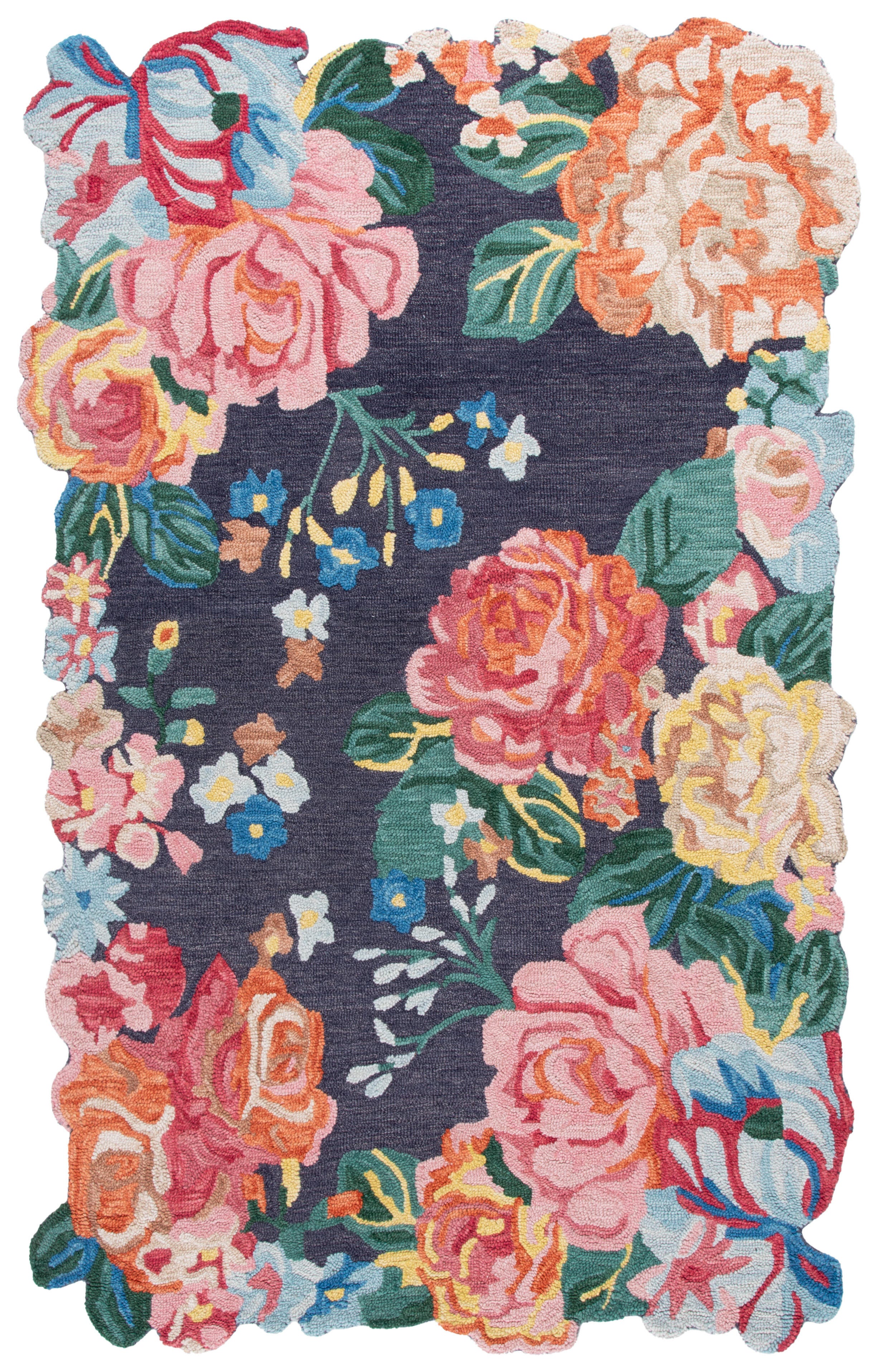 Safavieh Jardin Collection Cassilda 5' x 8' Area Rug, Navy/Pink, large
