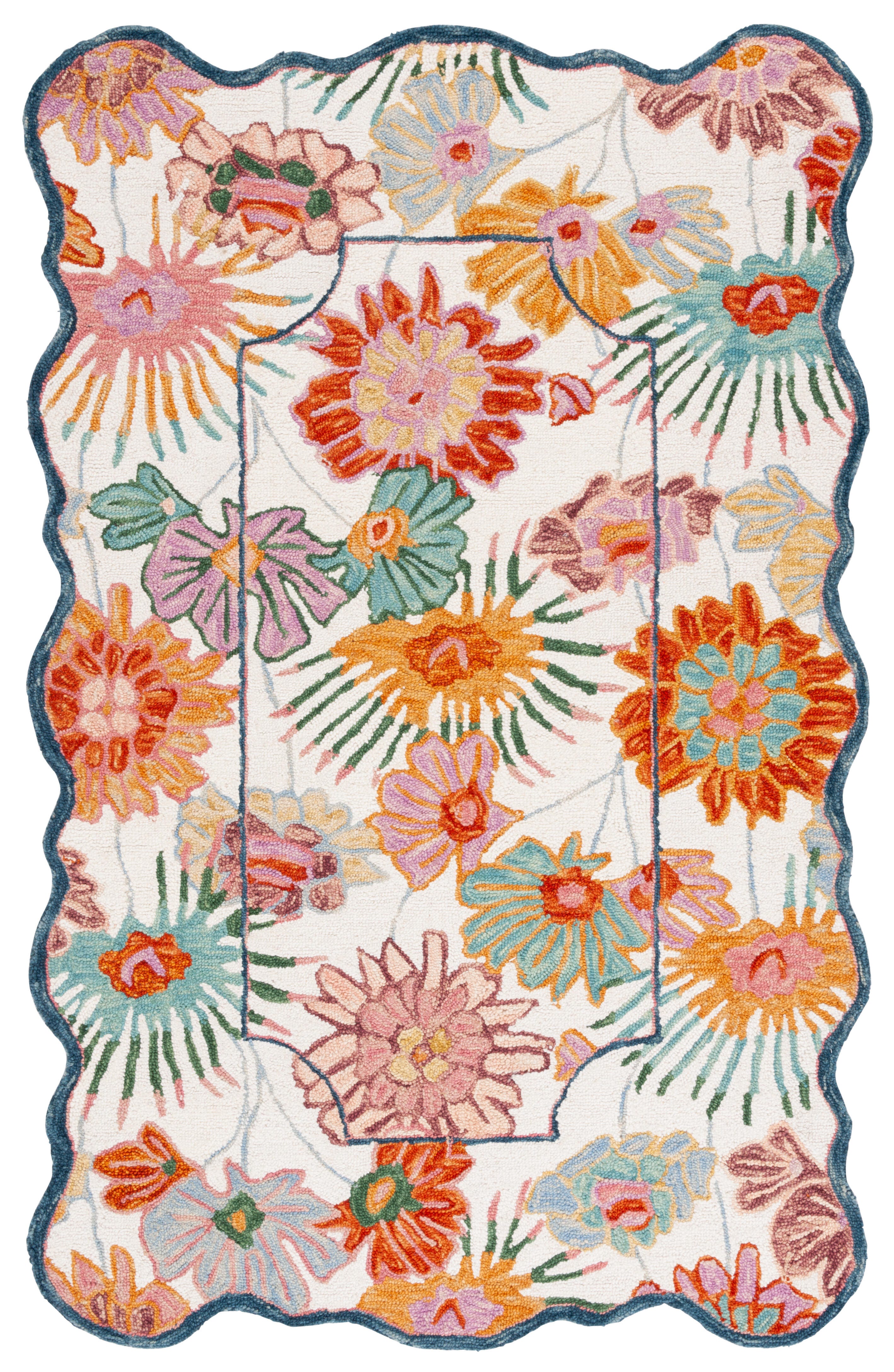 Safavieh Jardin Collection Fadya 4' x 6' Area Rug, Ivory/Rust, large