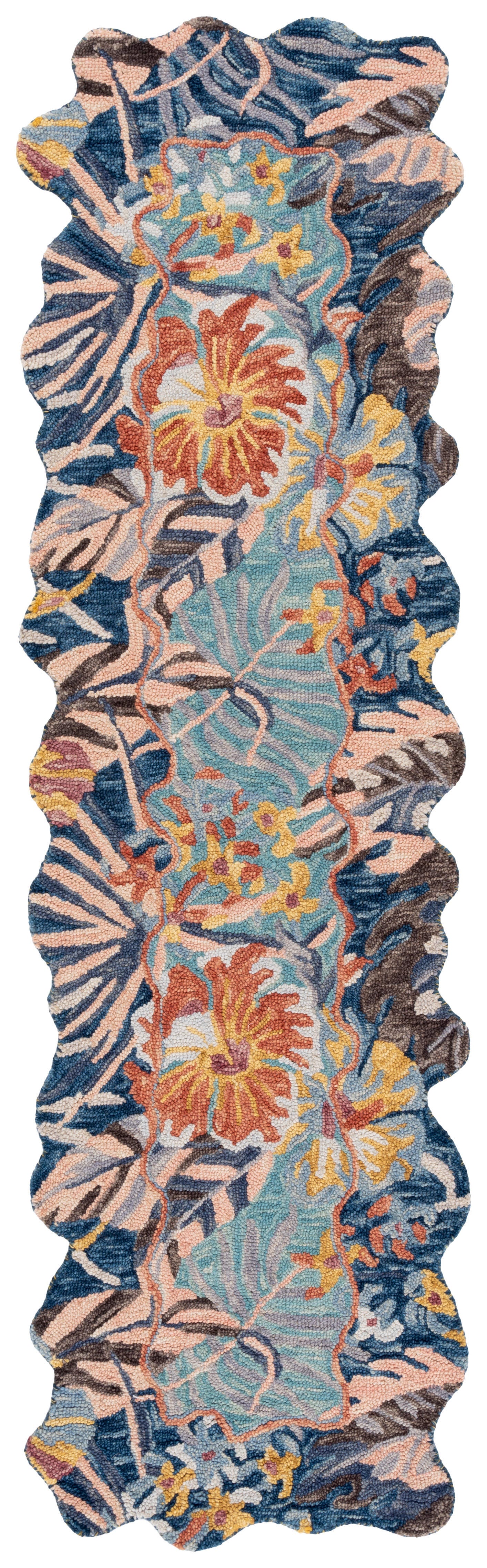 Safavieh Jardin Collection Dife 2'3" x 8' Runner Rug, Navy/Turquoise, large