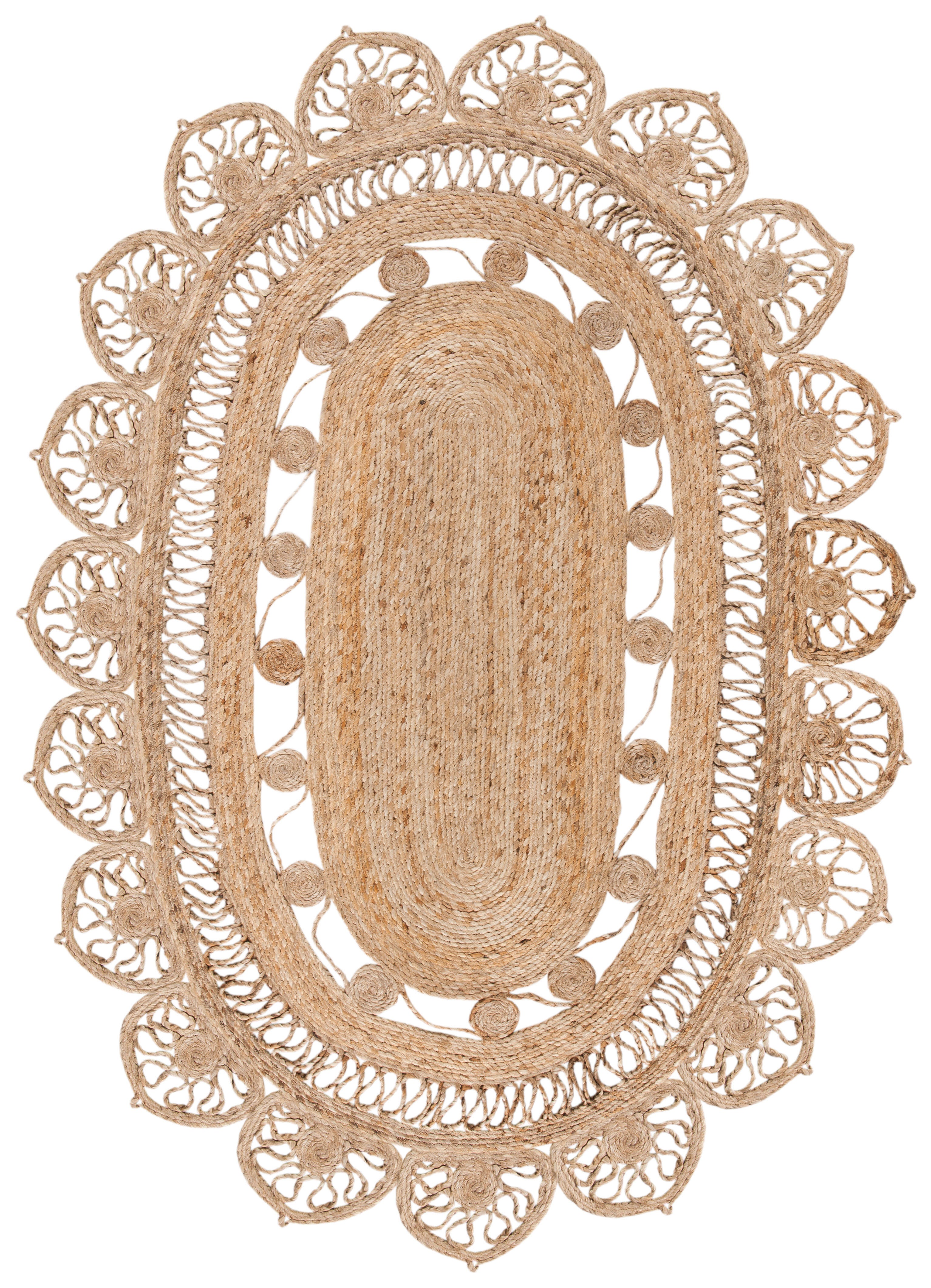 Safavieh Natural Fiber Collection Farideh 7' x 9' Oval Rug, Natural, large