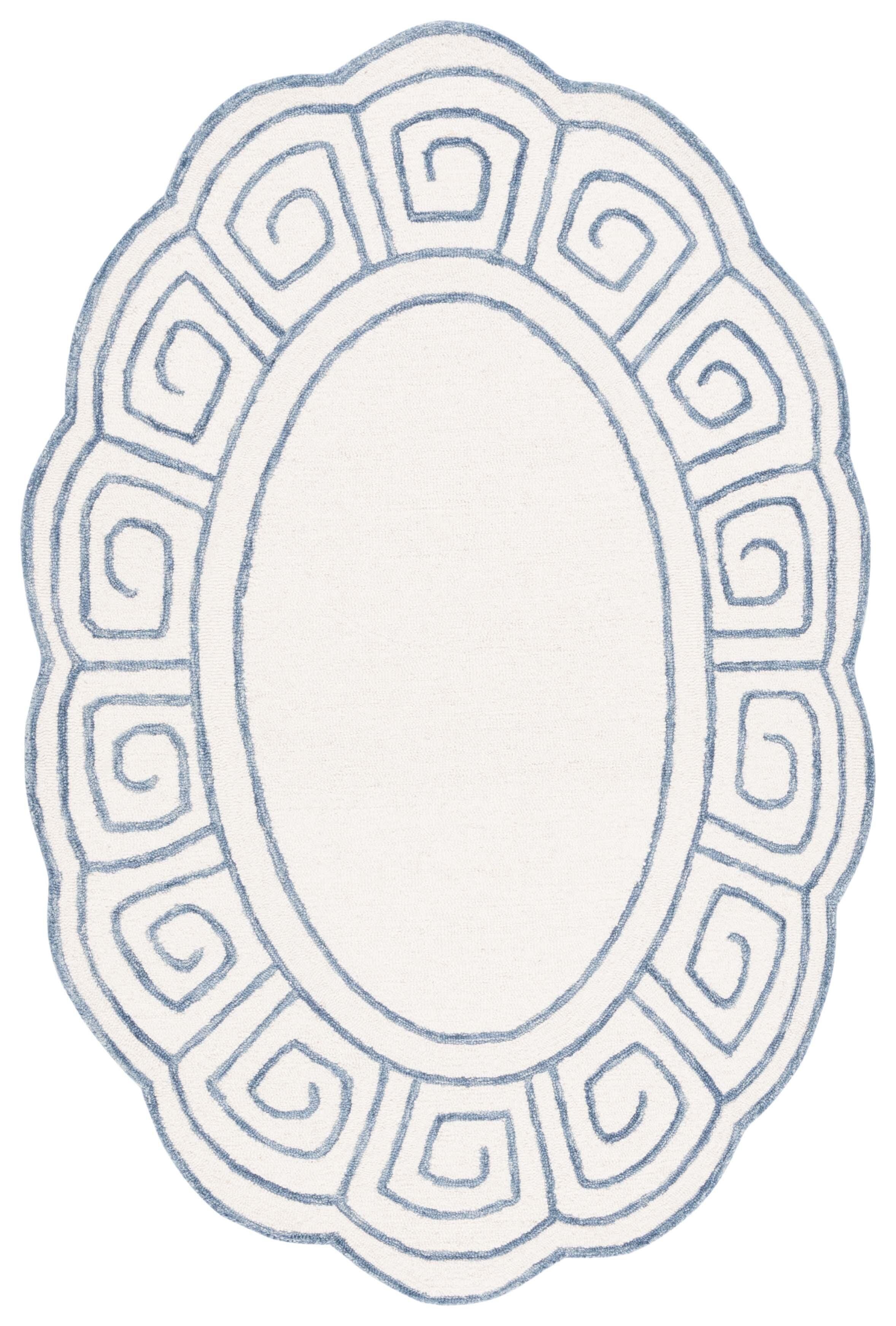 Safavieh Novelty Collection Christhild 3' x 5' Oval Rug, Ivory/Blue, large