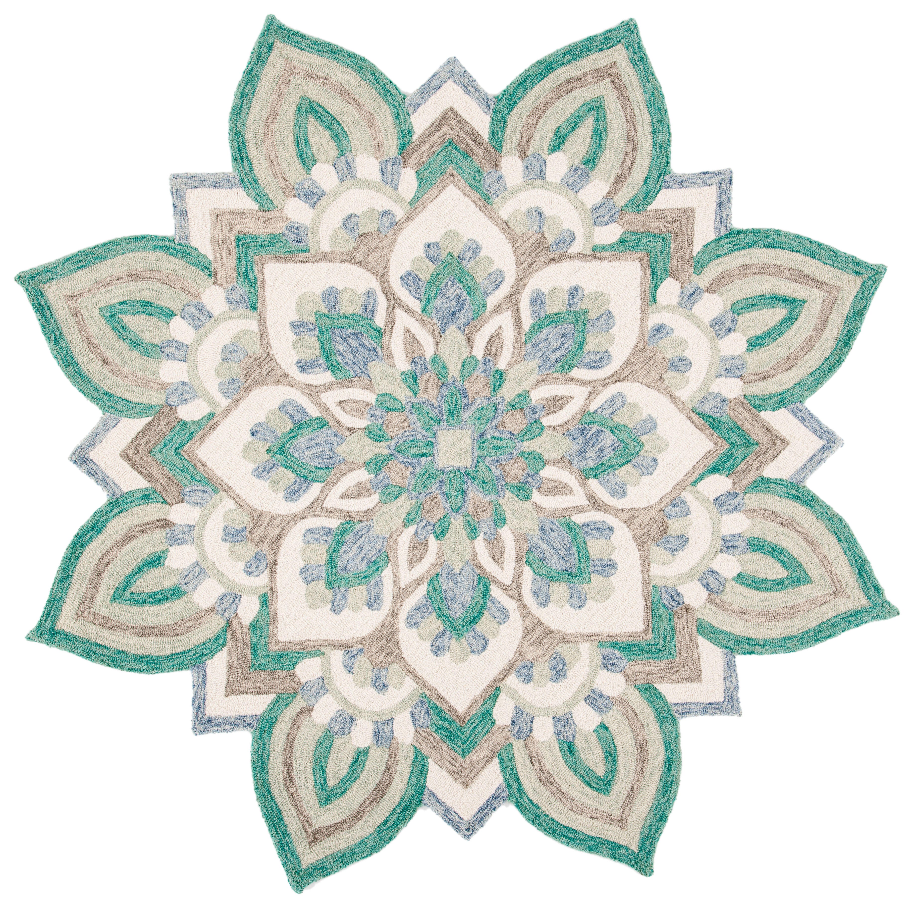 Safavieh Novelty Collection Hadil 3' x 3' Round Rug, Blue/Ivory, large