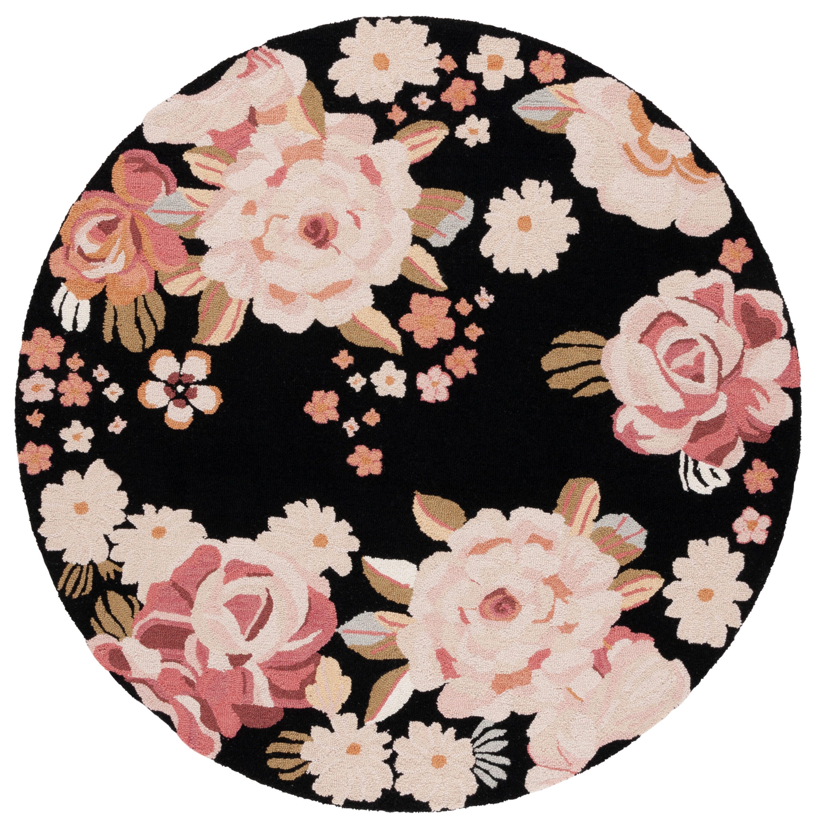 Safavieh Jardin Collection Resie 6' x 6' Round Rug, Black/Pink, large