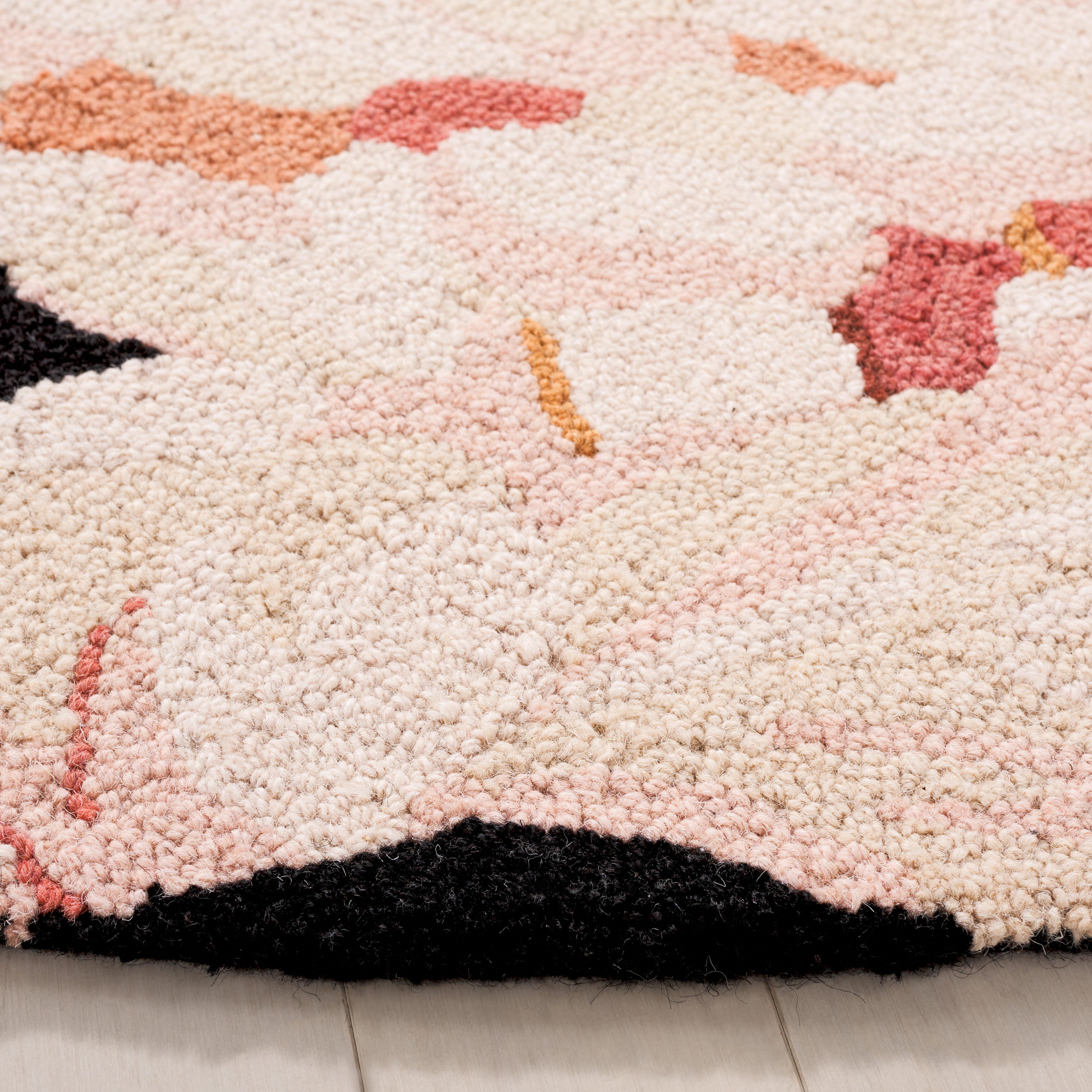 Safavieh Jardin Collection Resie 6' x 6' Round Rug, Black/Pink, large