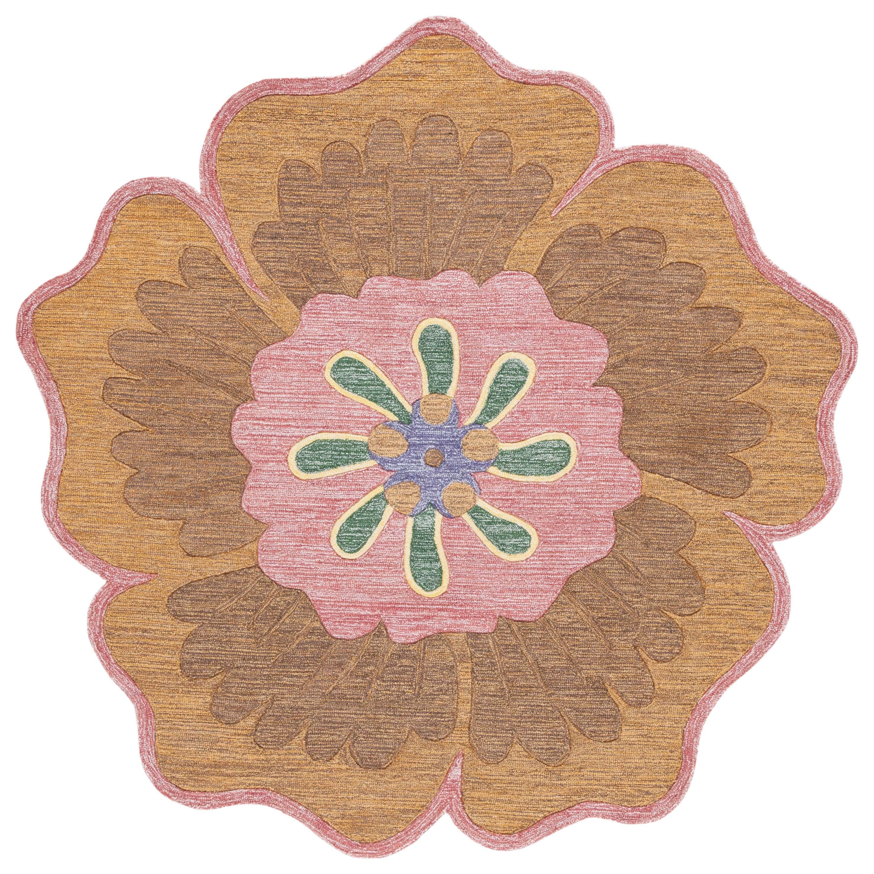 Safavieh Novelty Collection Opal 4' x 4' Round Rug, Gold/Pink, large