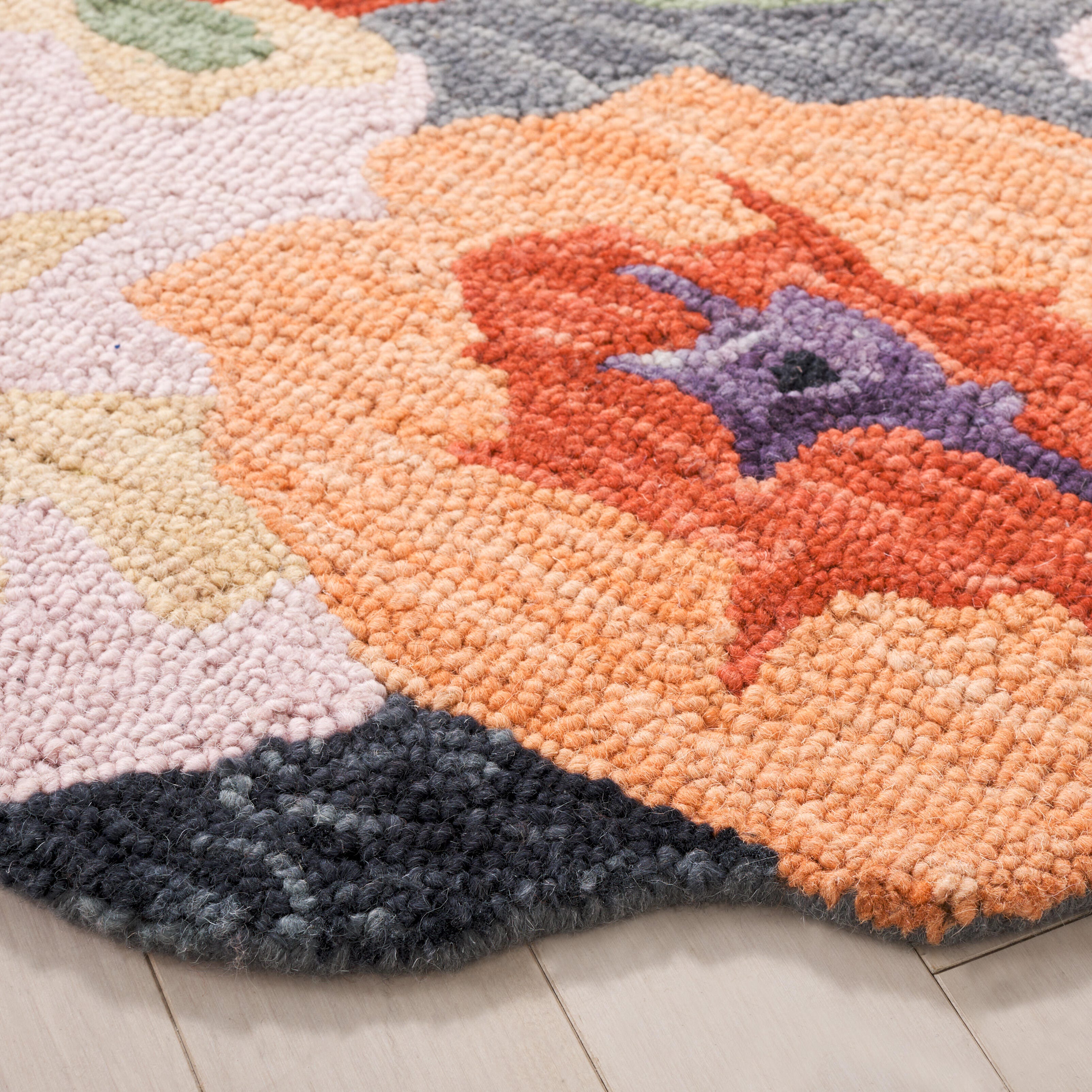 Safavieh Jardin Collection Liubov 3' x 3' Round Rug, Gray/Pink, large