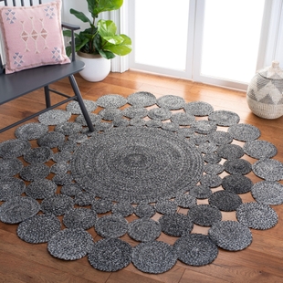 Safavieh Cape Cod Collection Hledis 3' x 3' Round Rug, Charcoal, rollover
