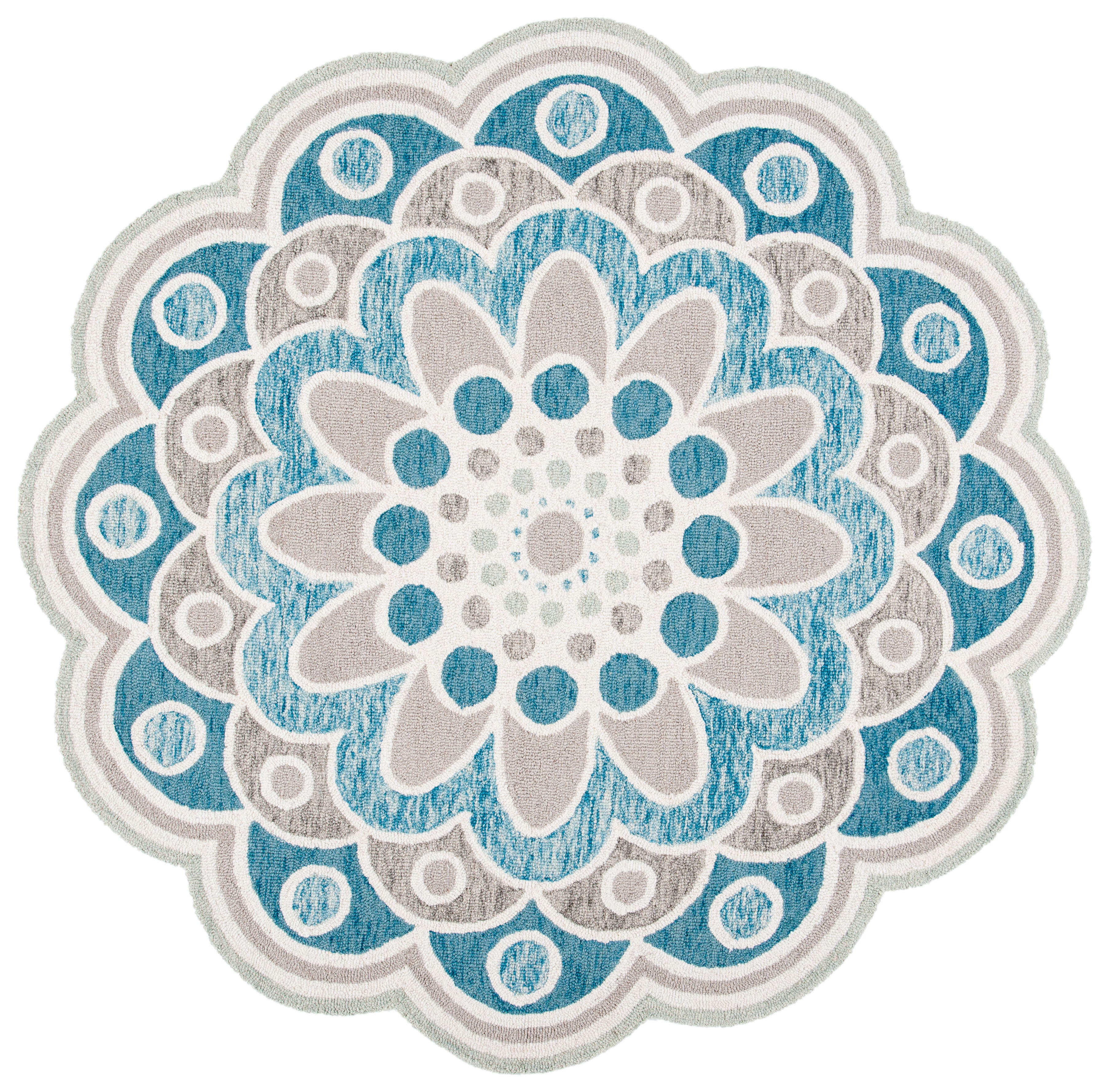 Safavieh Novelty Collection Nidhi 4' x 4' Round Rug, Gray/Blue, large