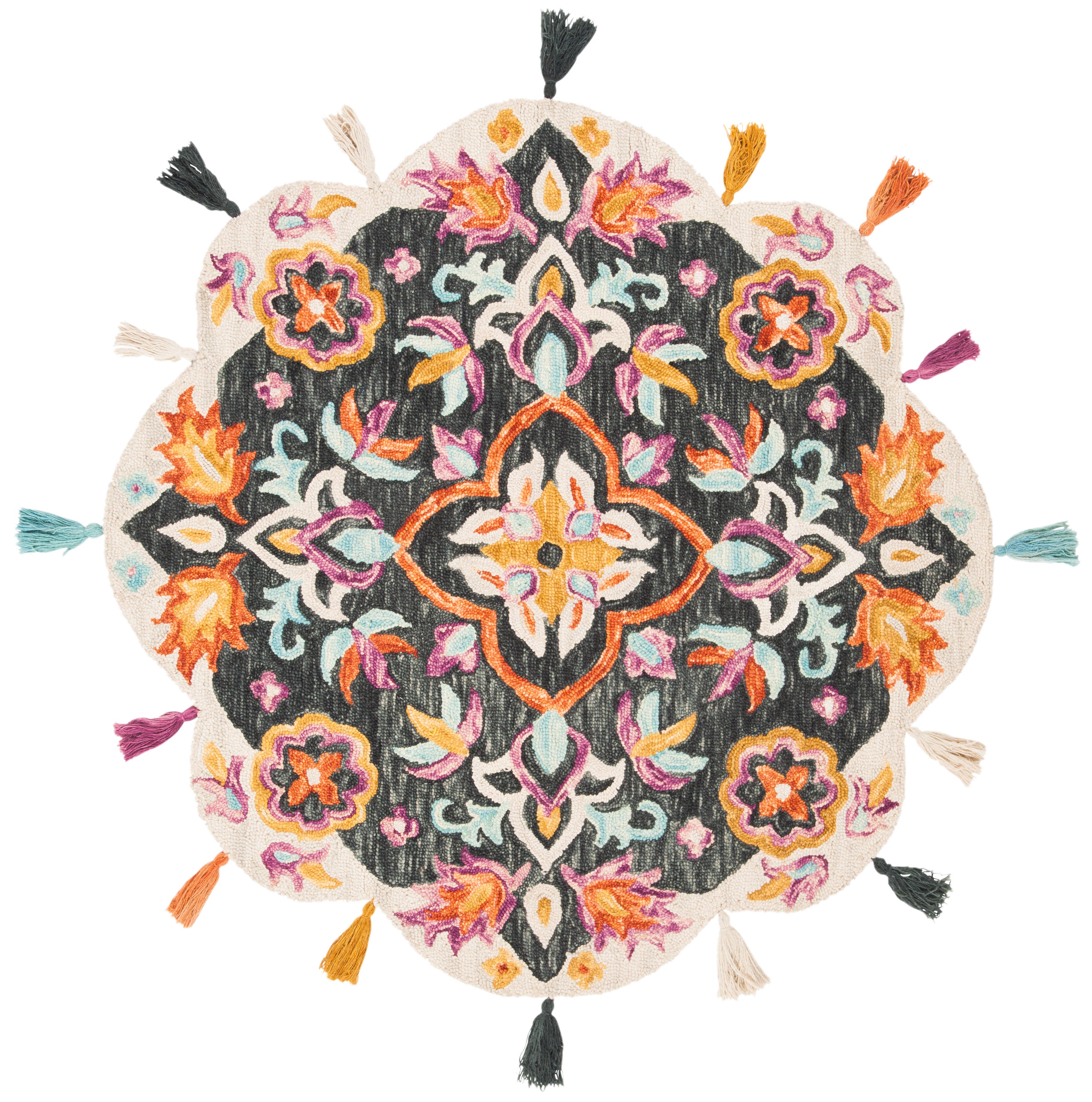 Safavieh Novelty Collection Kitt 4' x 4' Round Rug, Blue/Pink, large