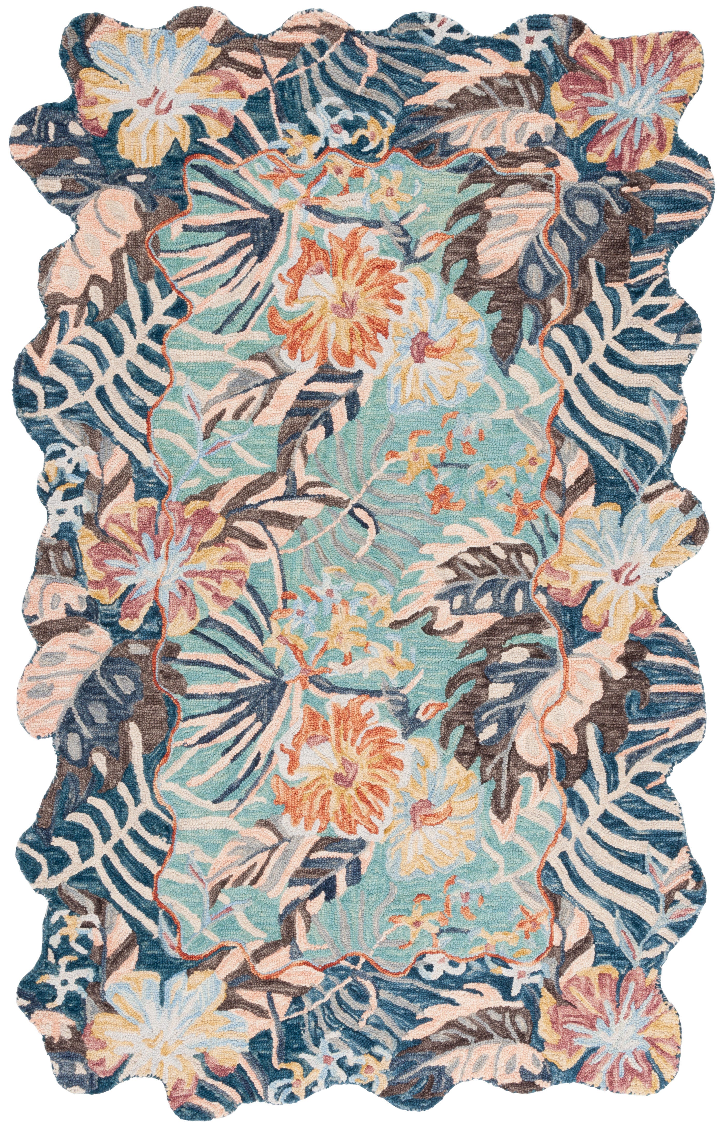 Safavieh Jardin Collection Dife 3' x 5' Area Rug, Navy/Turquoise, large