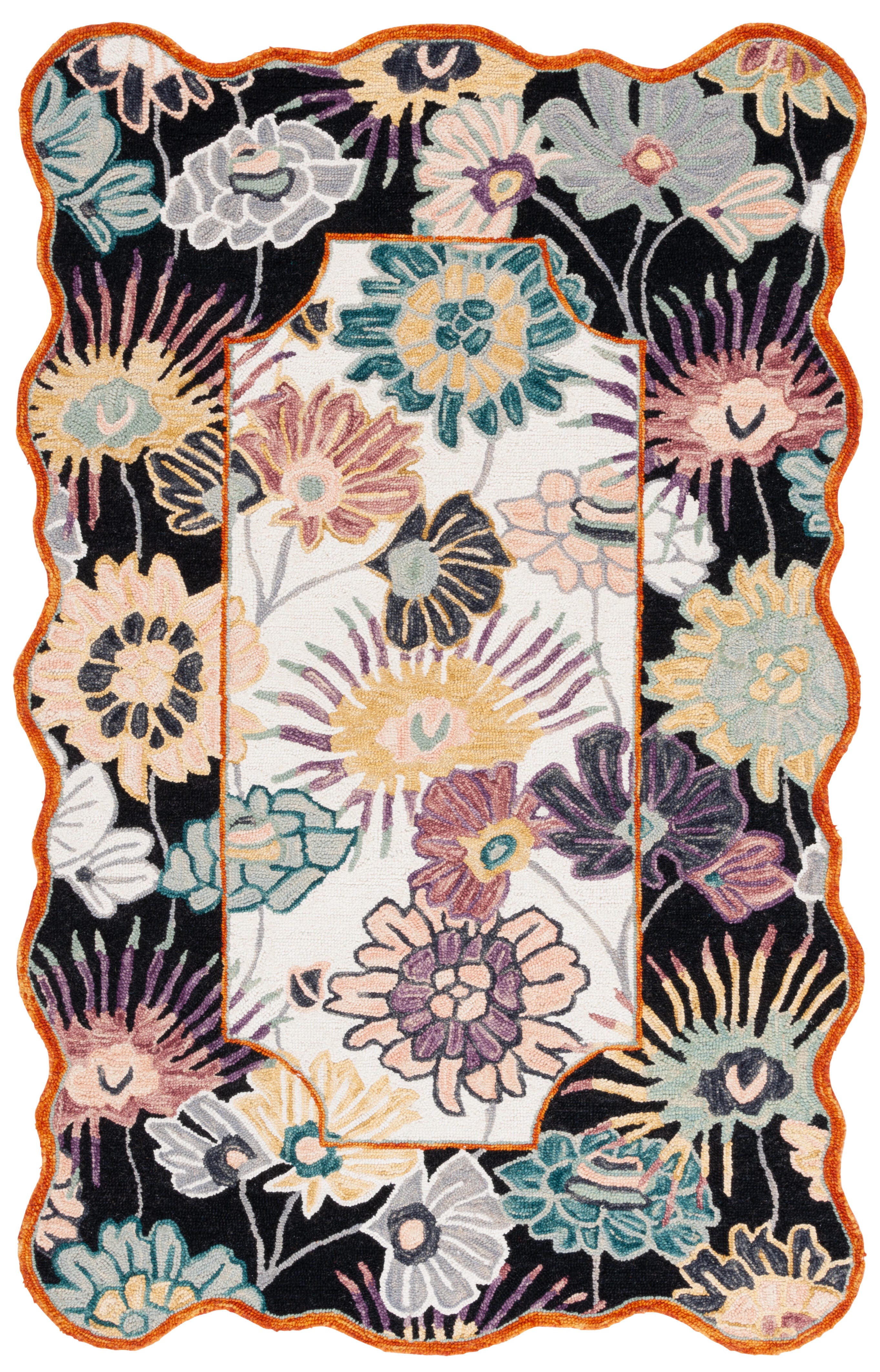 Safavieh Jardin Collection Fadya 3' x 5' Area Rug, Black/Ivory, large